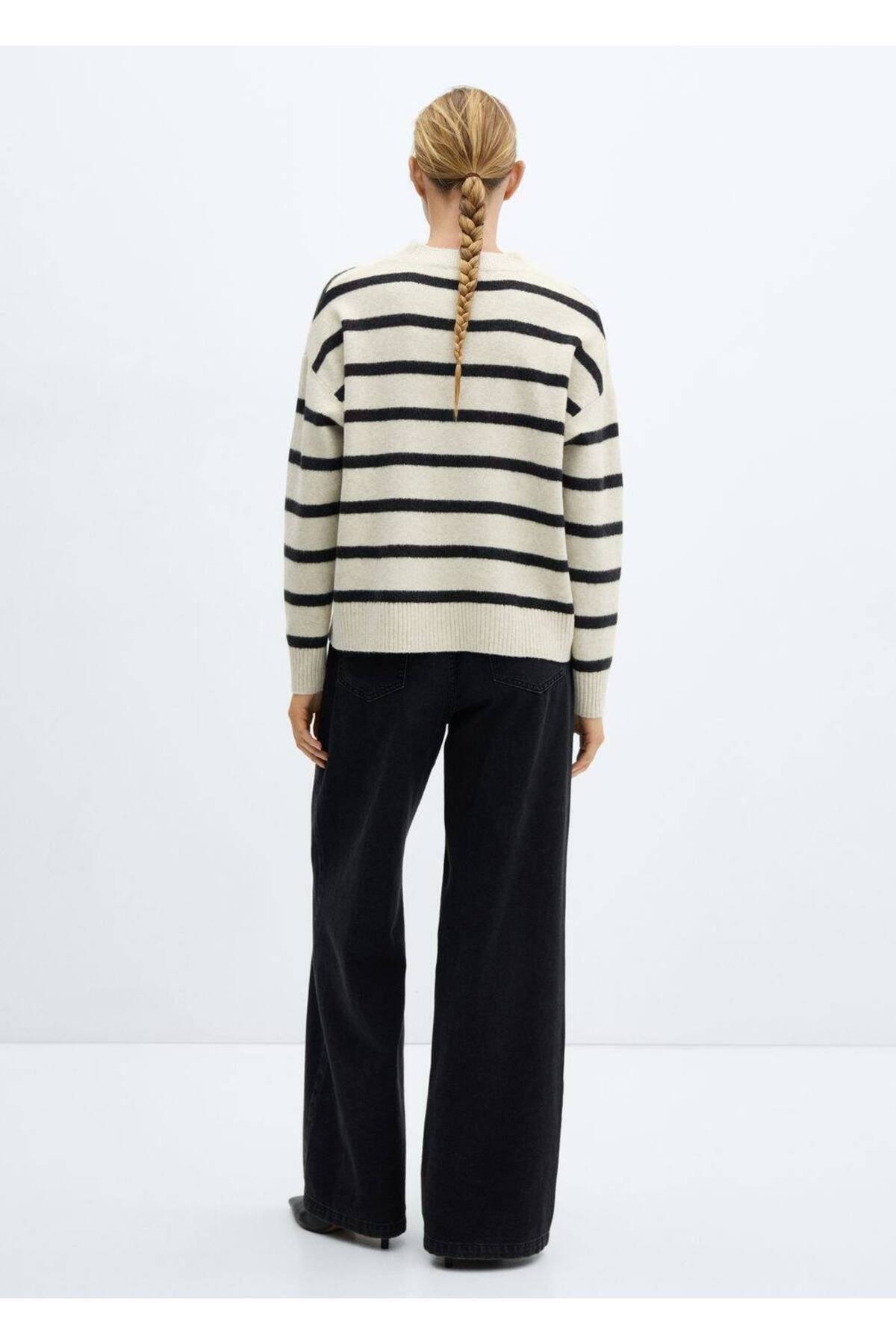 MANGO Woman-Round neck striped sweater 4