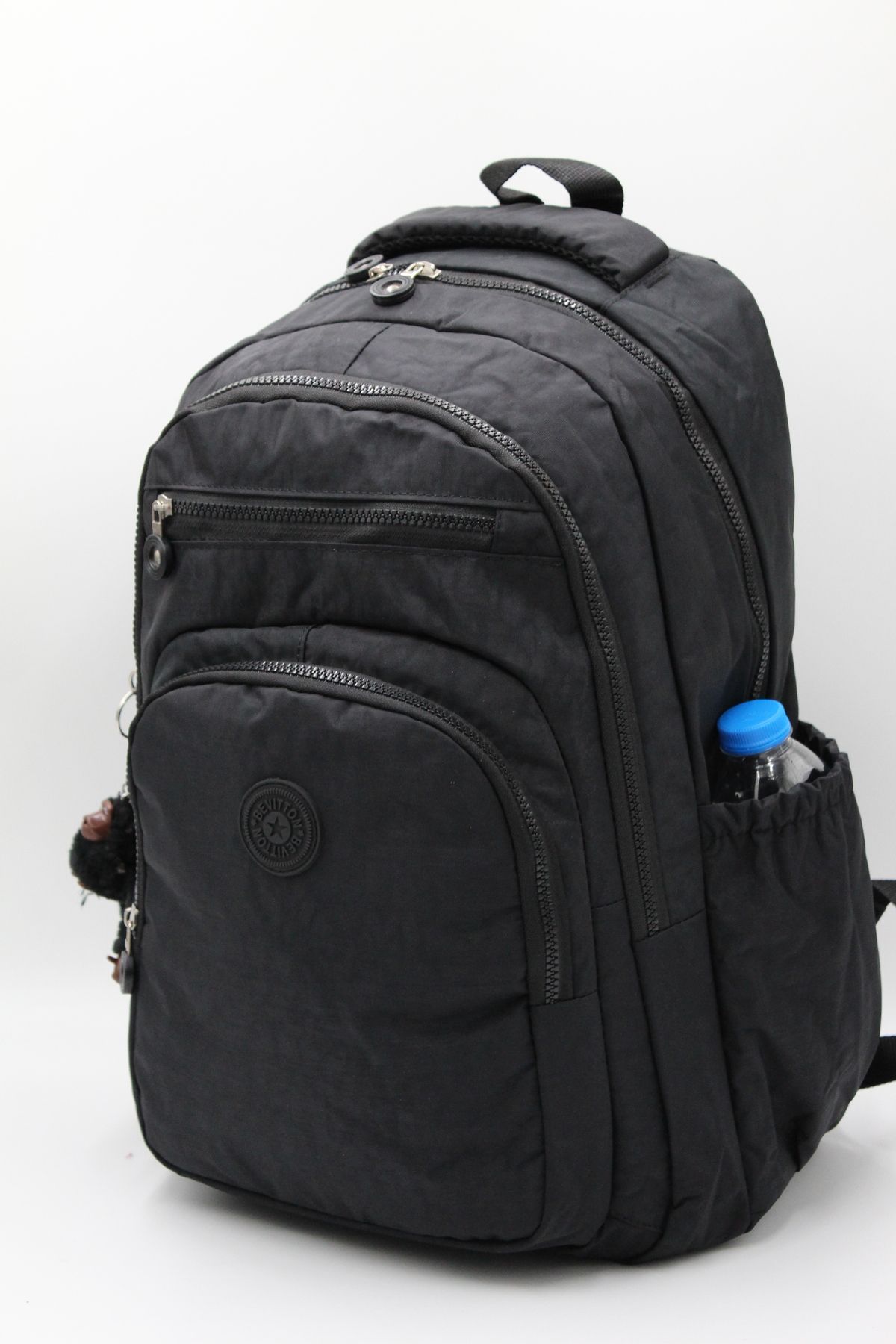 Bevitton-Water Resistant Fabric Unisex School Backpack Black 1800 3