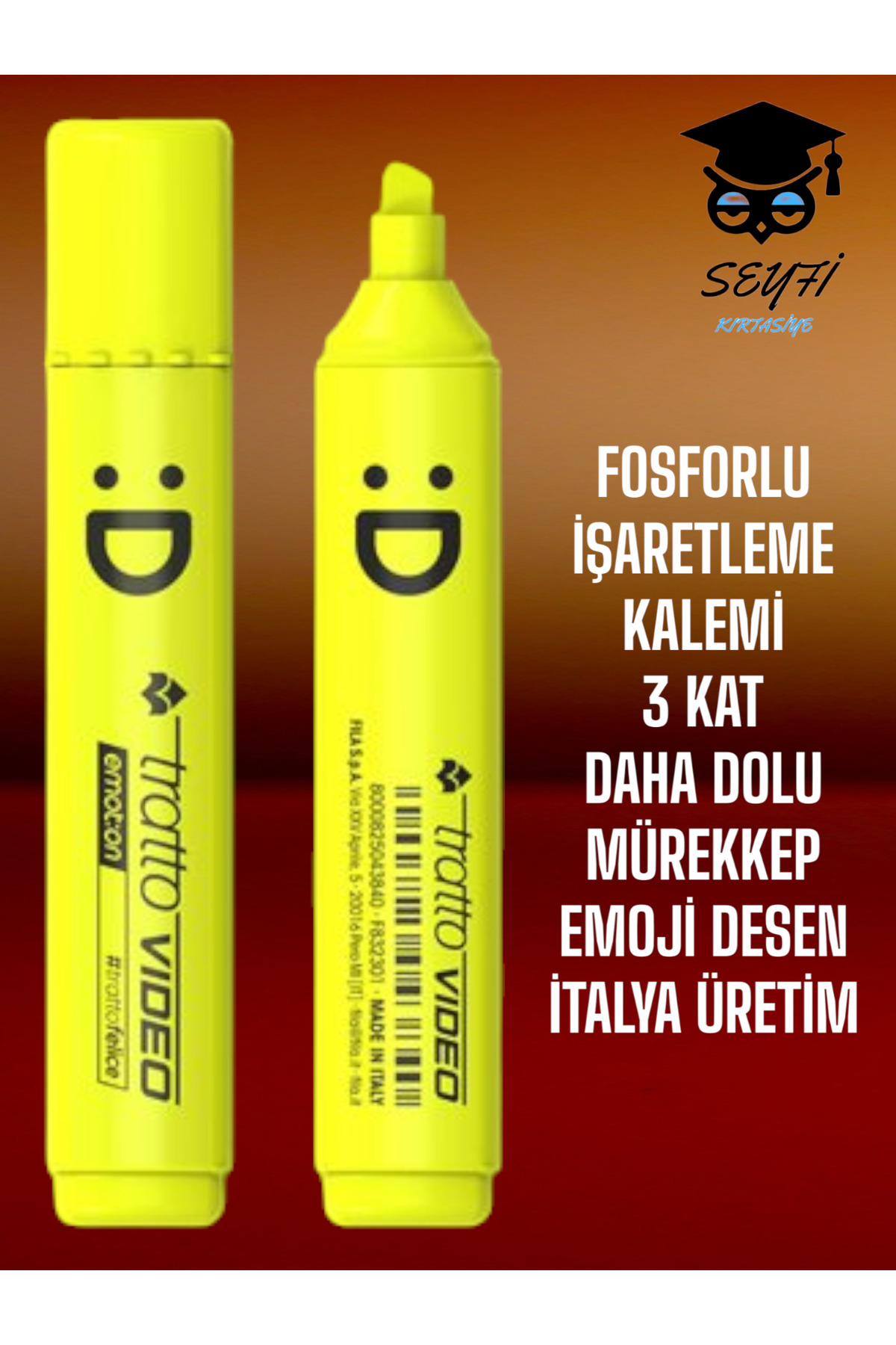 SEYFİKİRTASİYE FOSFORLU İŞARETLEME KALEMİ 3 KAT DAHA DOLU MÜREKKEP İTALYA ÜRETİM