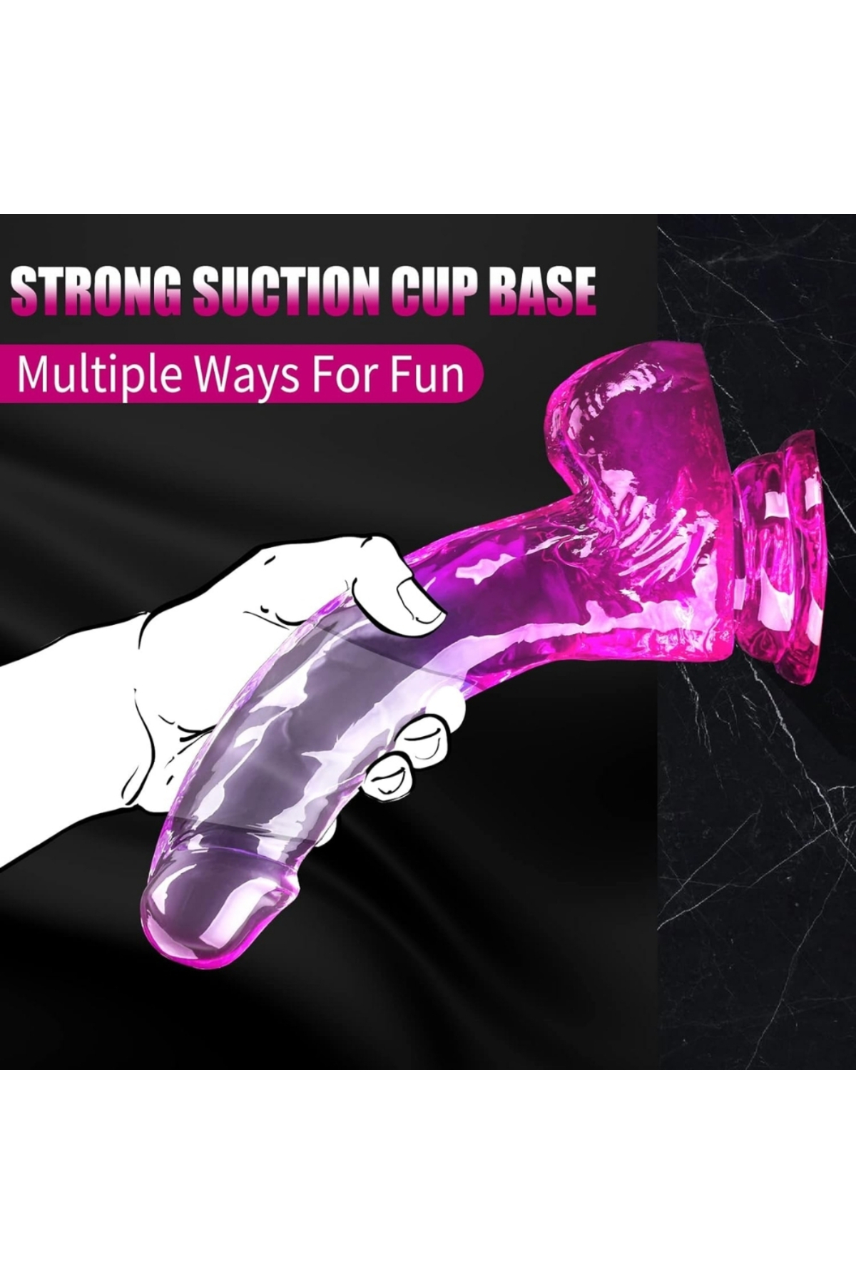 MYST COLOR Dildo Realistik Jel Dokuda Vantuzlu Ultra Yumuşak Şeffaf Mor Yapay Penis 2