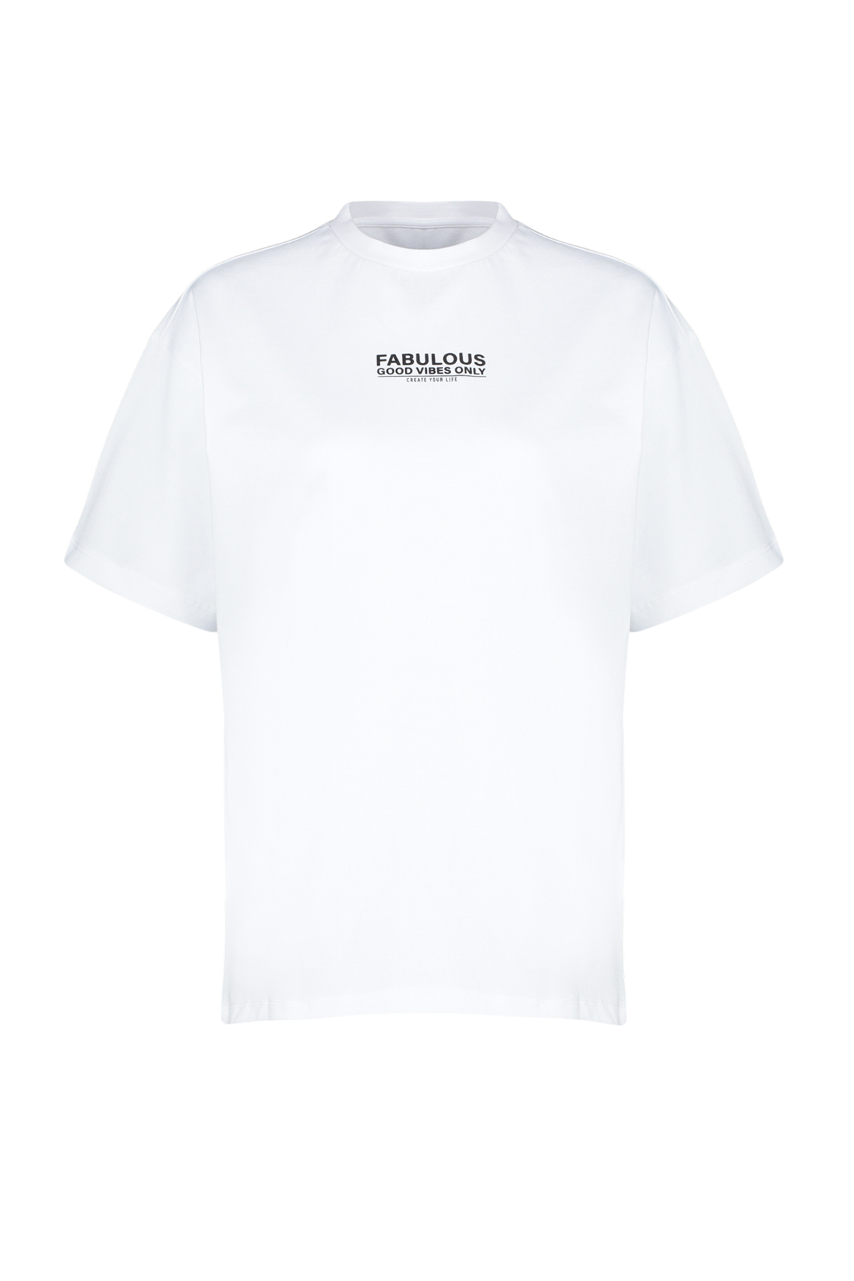 Trendyolmilla  Ekru %100 Pamuk Sırt ve Ön Baskılı Oversize/Geniş Kesim Örme T-Shirt TWOSS24TS00183 - Görsel 7