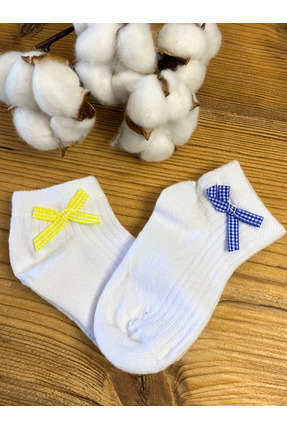 Genel Markalar SARI - MAVİ-Kurdeleli Kız Bebek 2'li Çorap - 18-24 Ay
