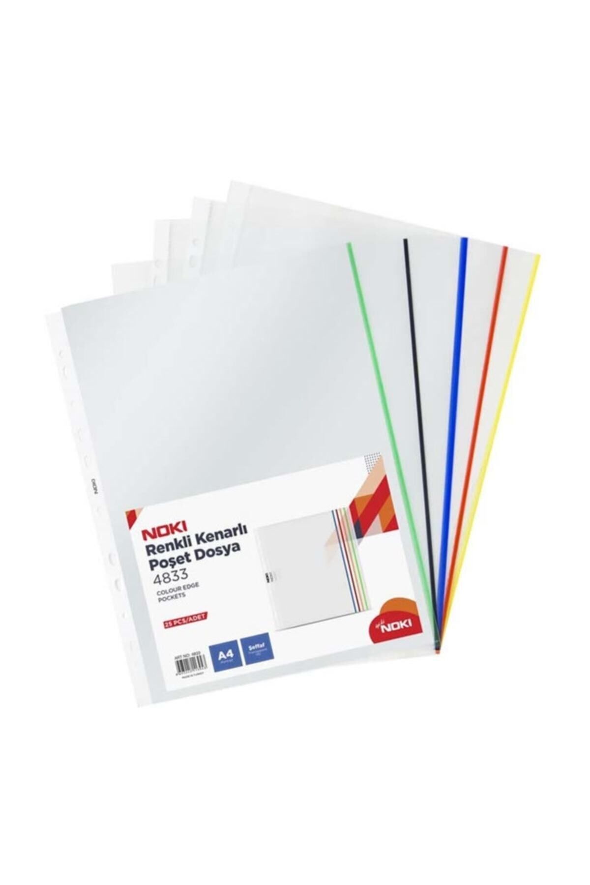 Poşet Dosya ( A4 ) Renkli Kenarlı 25'li Paket - 5 Renk X 5 Adet (90 Micron) - 4