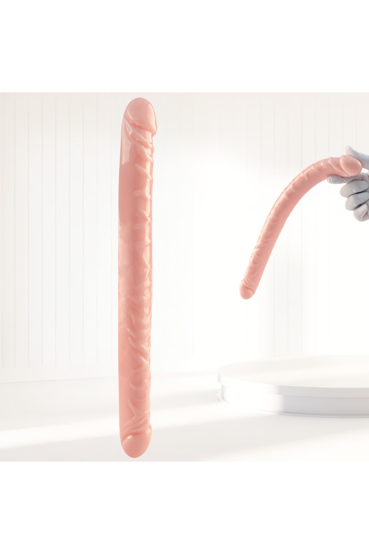 UNIQUE Realistik Dokuda Çift Taraflı DildoÇift Uçlu Gerçekçi Yapay Penis 34 CM
