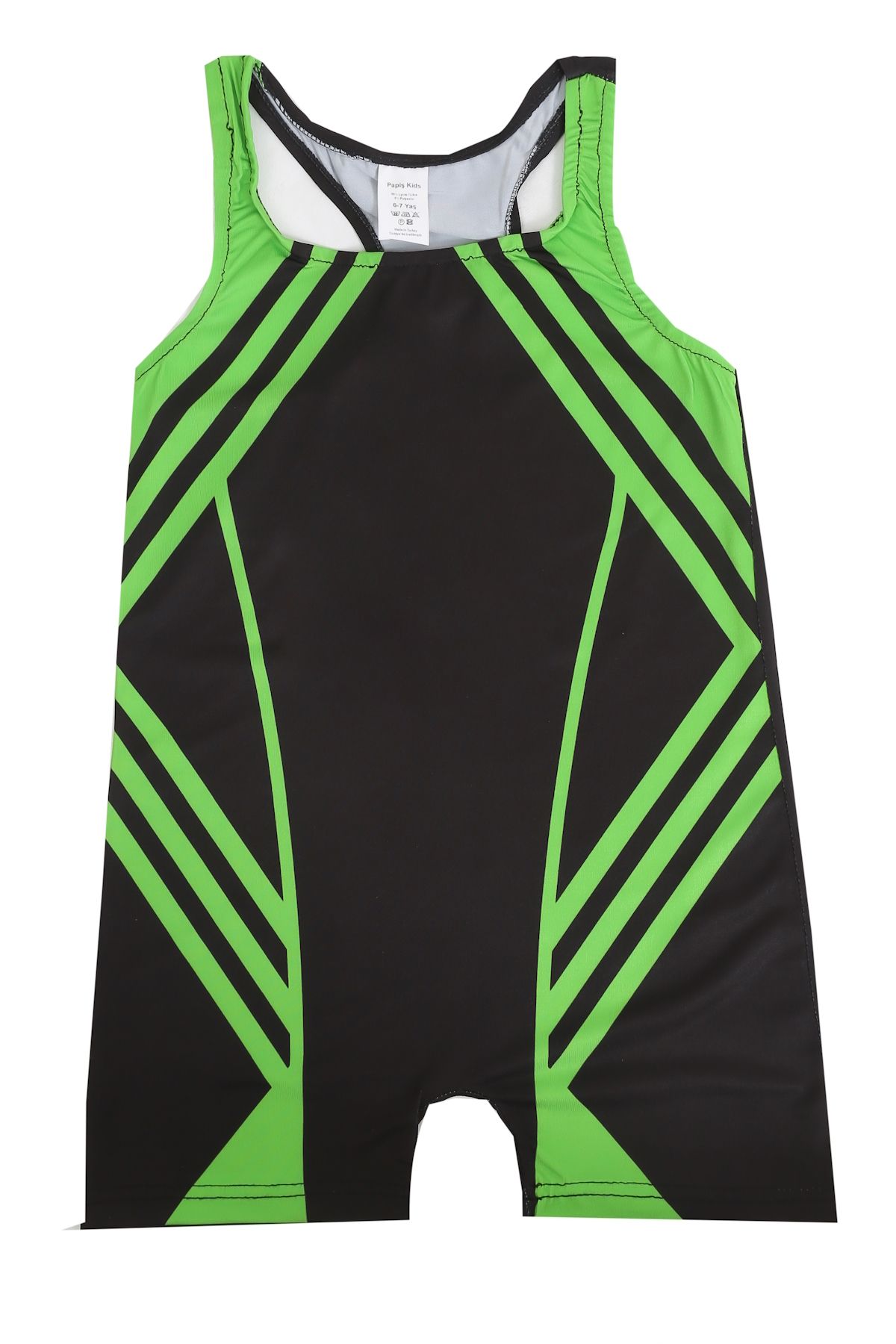 Papiş Costum De Baie Pentru Fete Din Lycra Verde - Salopetă Și Pantaloni Scurți Cu Imprimeu Digital Femeie - 6–7 years
