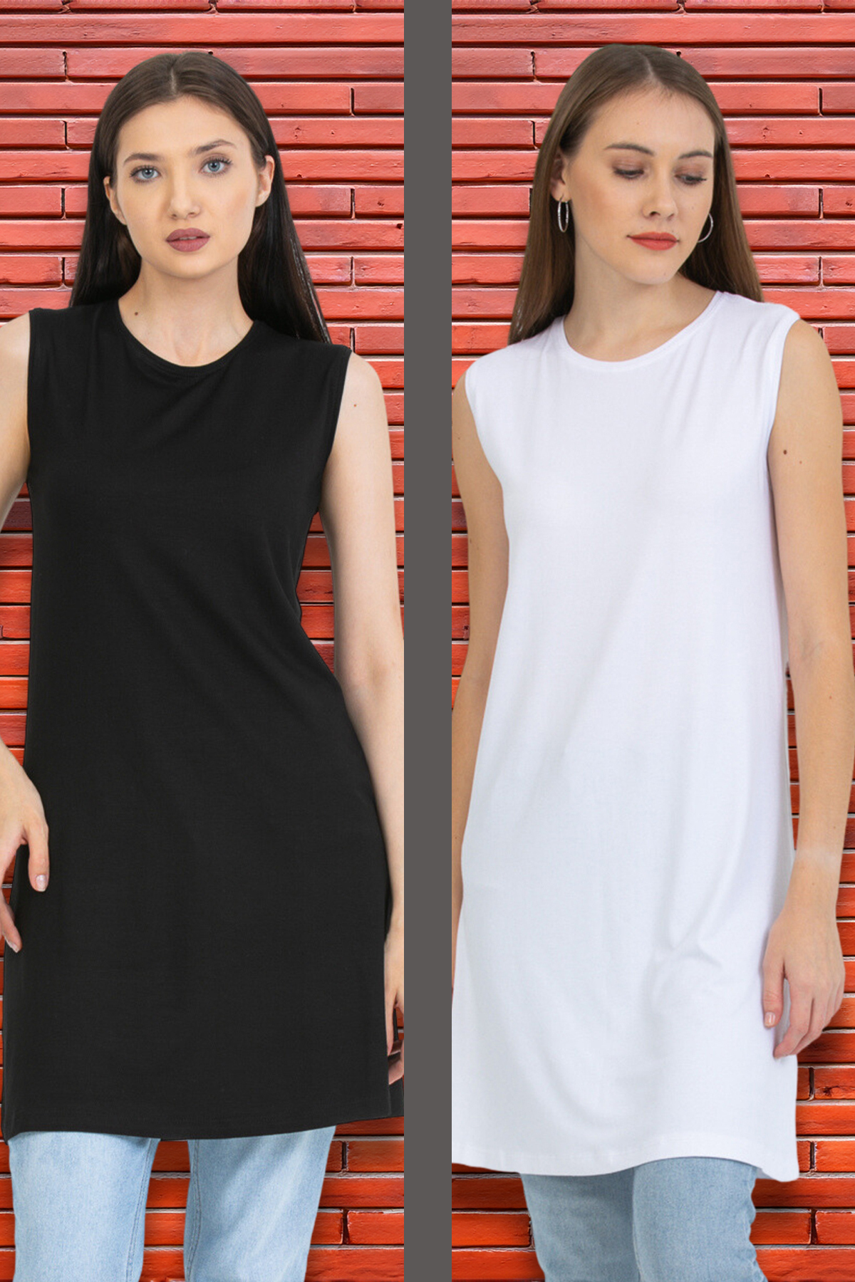 38 OtuzSekiz 3 Al 2 Öde 4 Al 3 Öde Kadın İkili Üçlü Sıfır Kol Kurtarıcı Örme Penye İçlik Tunik