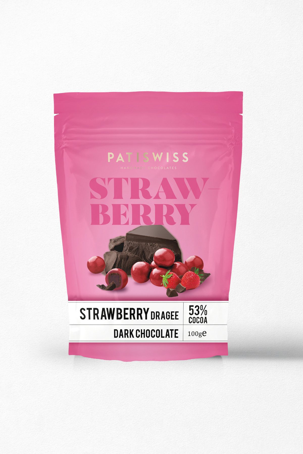 Patiswiss Kırmızı Renkli Bitter Çikolata Kaplı Çilekli Draje 100 G