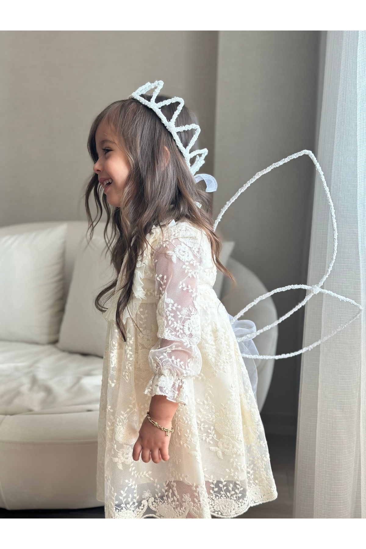 SAKLIDESİGN Saklı Design Beyaz kraliçe taç & kanat