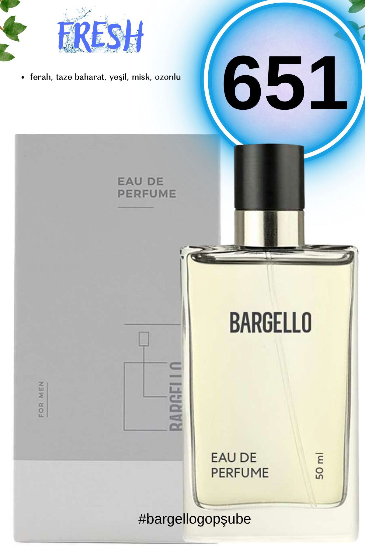 عطر مردانه 651 Fresh 50ml Edp Bargello