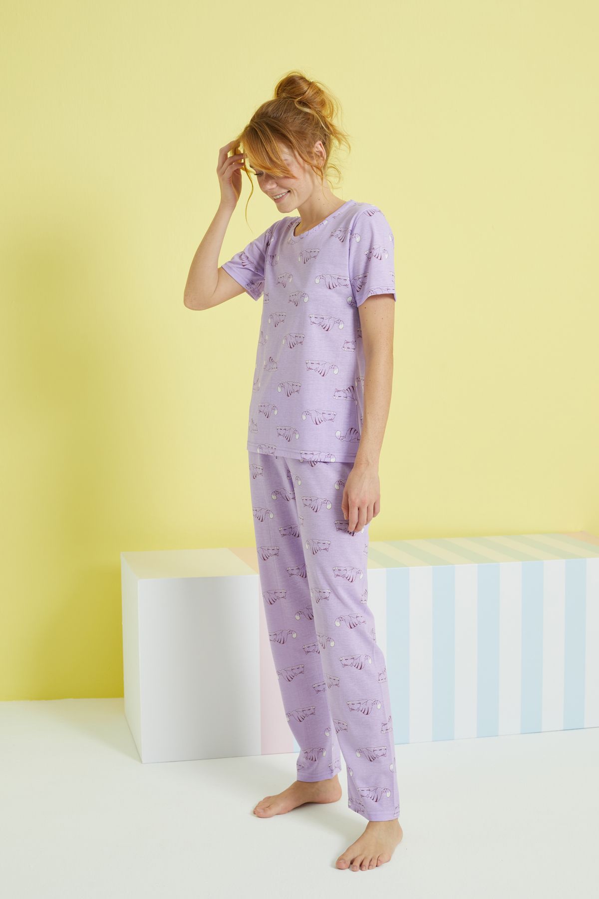 Siyah İnci-multicolored Knitted Pajama Set 2