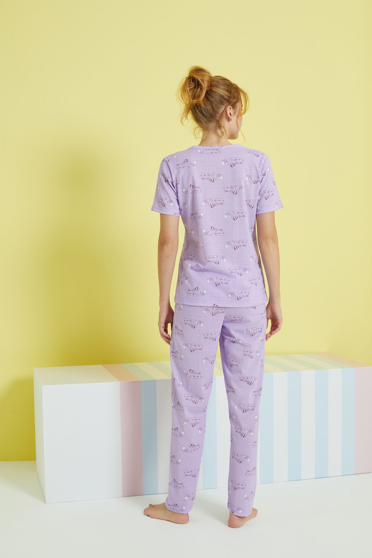 Siyah İnci-multicolored Knitted Pajama Set 3