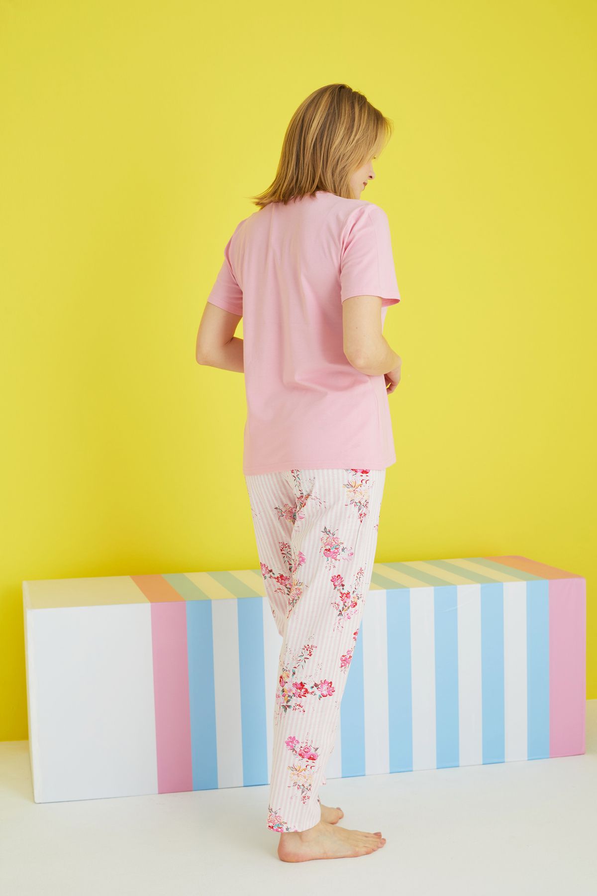 Siyah İnci-multicolored Knitted Pajama Set 3