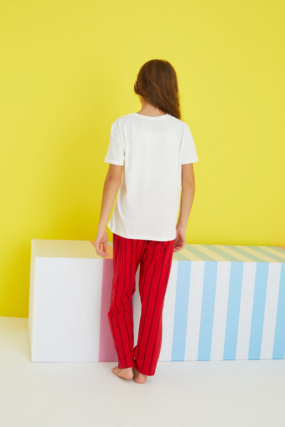 Siyah İnci-multicolored Knitted Pajama Set 5