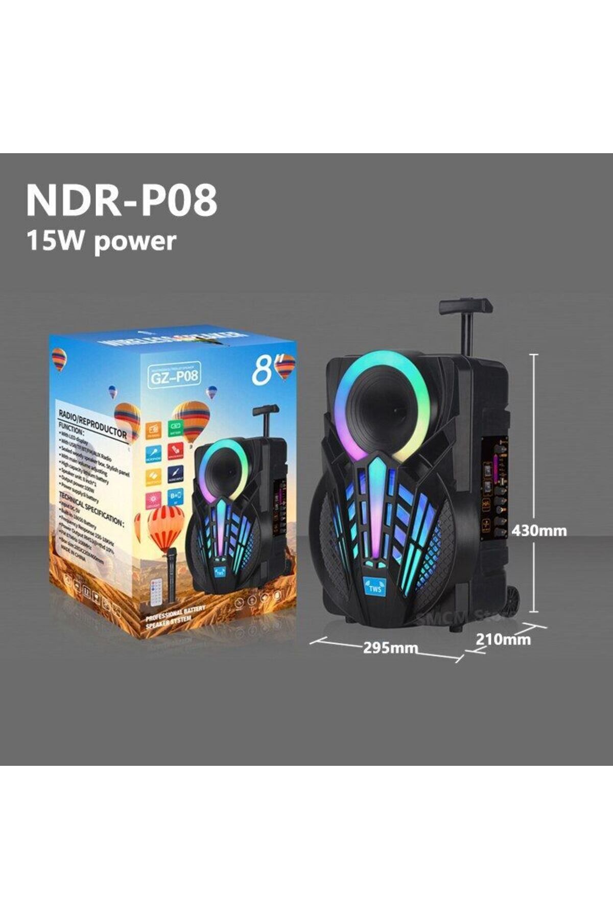 Mikrofonlu Bluetooth Hoparlör Led Işıklı Sd Kart Usb Fm Radyolu Kablosuz Speaker #5