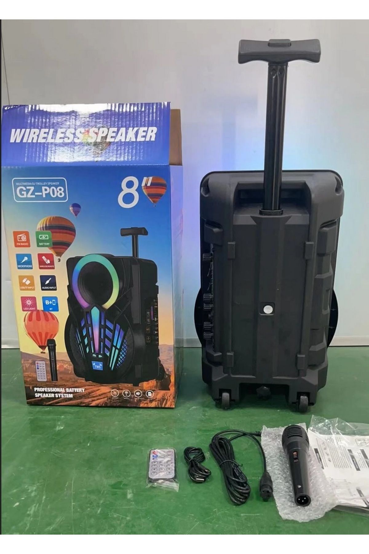 Mikrofonlu Bluetooth Hoparlör Led Işıklı Sd Kart Usb Fm Radyolu Kablosuz Speaker #4