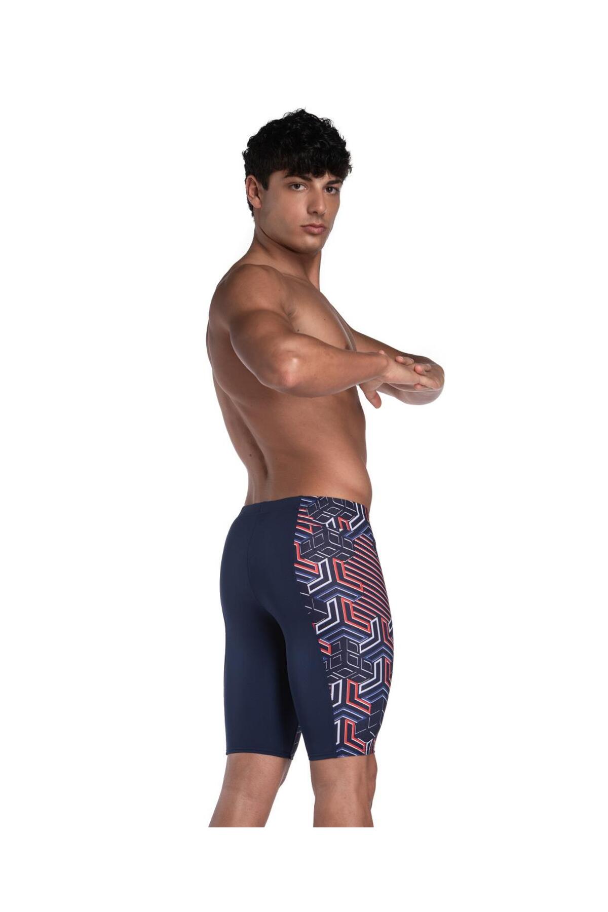 مایو شنا آرنا مردانه  سفید پوشاک ساحل هندسی      Beachwear | ARENA 5896417 TR - تصویر 5