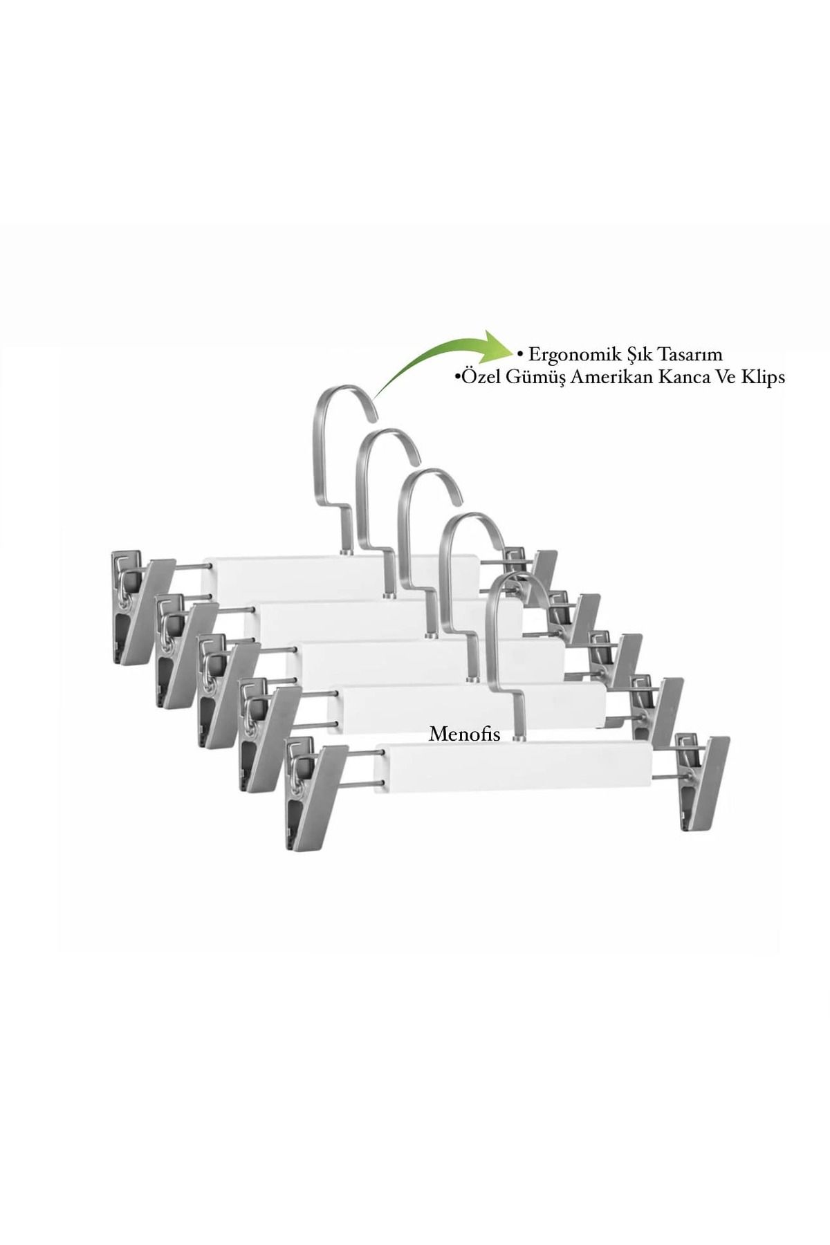 askı sarayı-36 Pieces White Wooden Look Trouser and Skirt HanGers - Special American Hook 3