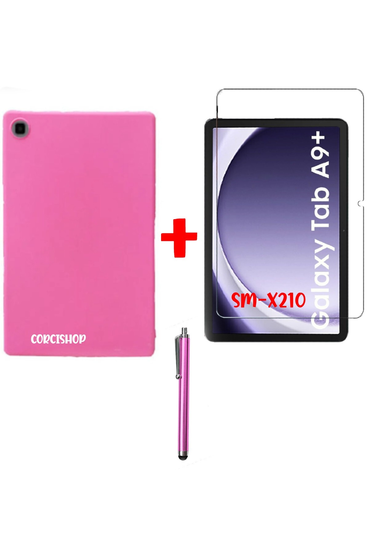 Samsung Galaxy Tab A9+Plus X210 X215 X217 Silicone Tablet Case + Nano Screen Protector + Pen