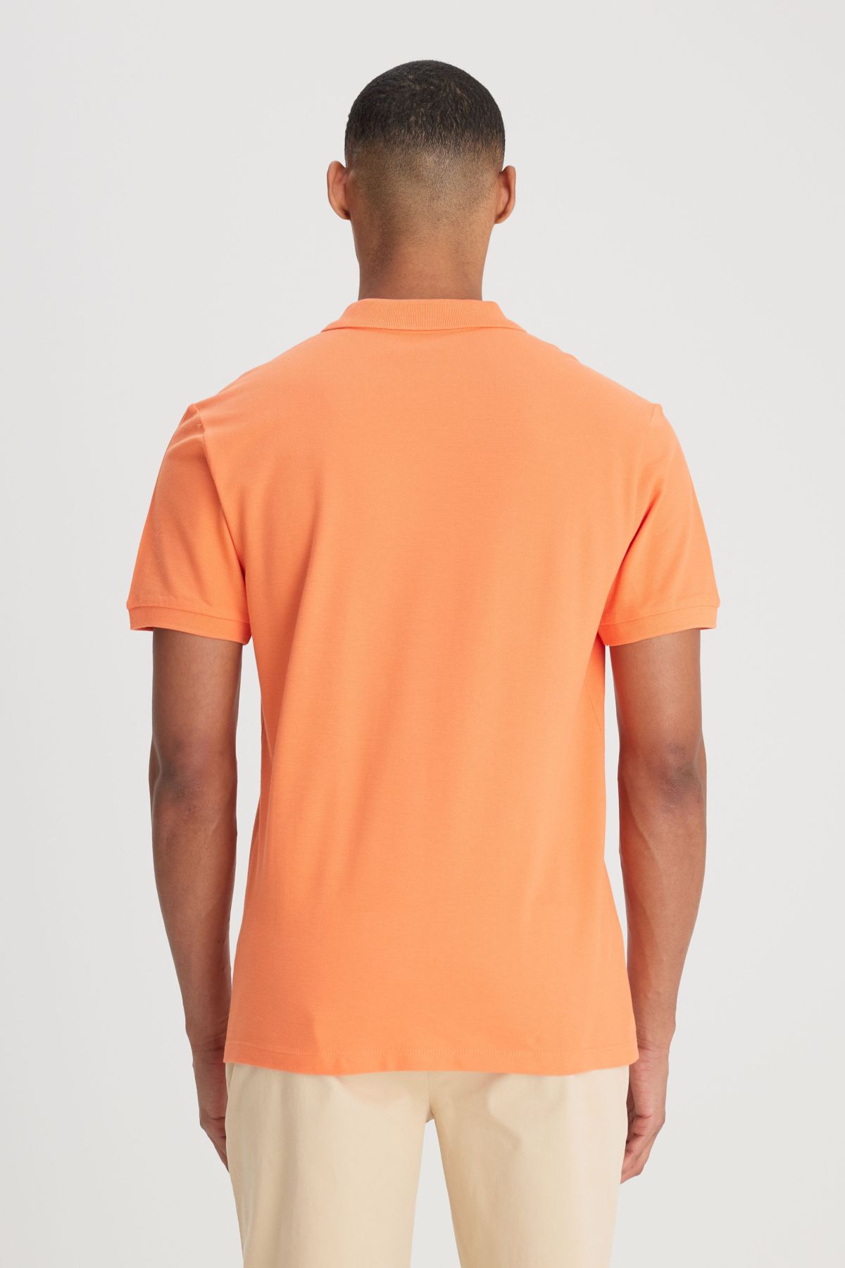 تی شرت یقه پولو نارنجی مردانه به طور منظم مناسب برش طبیعی 100 ٪ پنبه چوگان yaka t shirt Lee