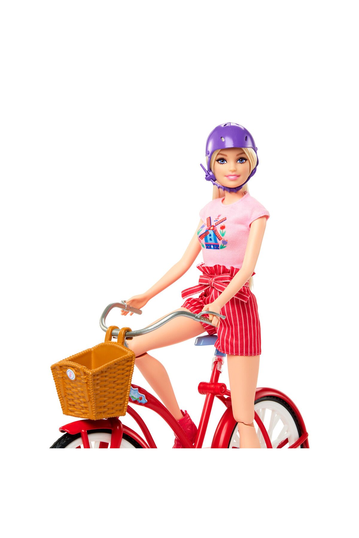 Barbie Doll Set with Bicycle Clothes Accessories Pink Passport Holland Adventures Includes Blonde Trendyol