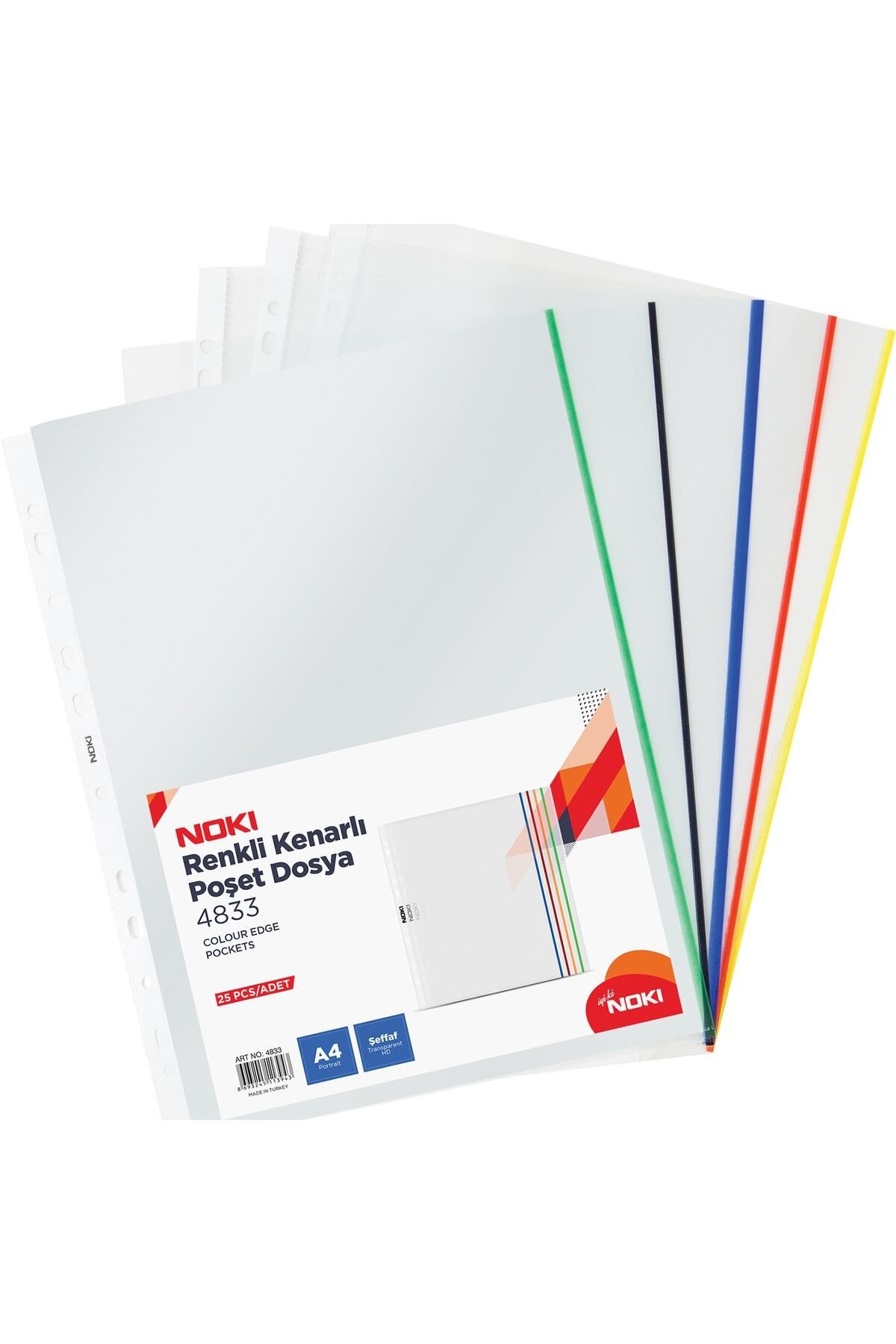Poşet Dosya ( A4 ) Renkli Kenarlı 25'li Paket - 5 Renk X 5 Adet (90 Micron) - 3