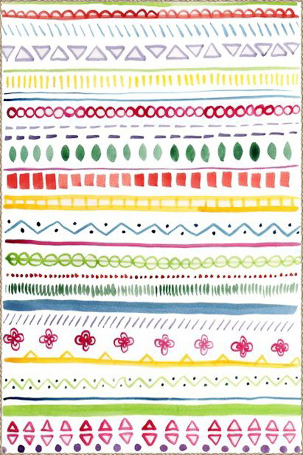 Striped and Geometric Patterned Multicolor Woven Base and Decorative Carpet 4363