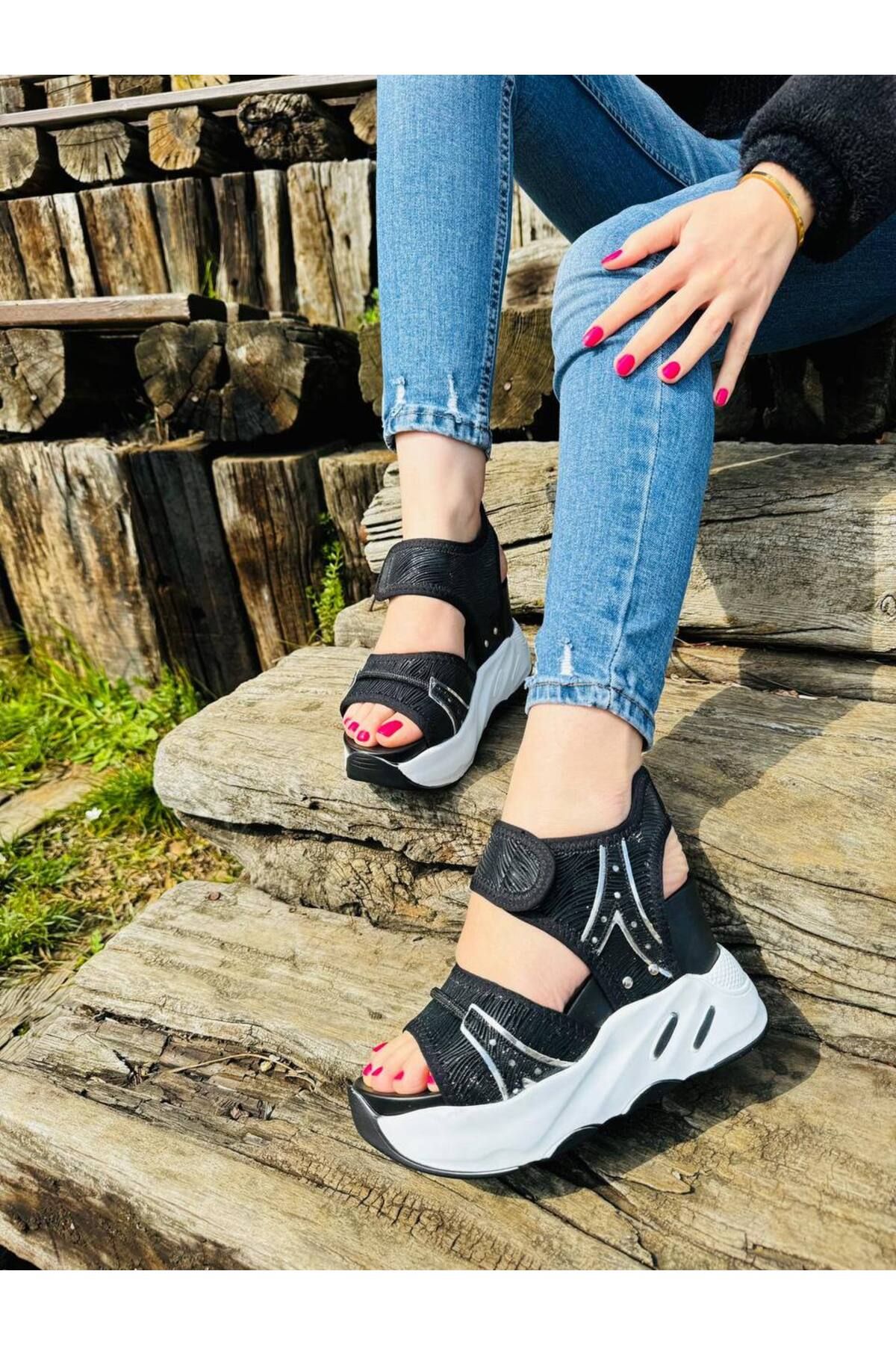 Lady women s high sole sports sandals wedges Trendyol