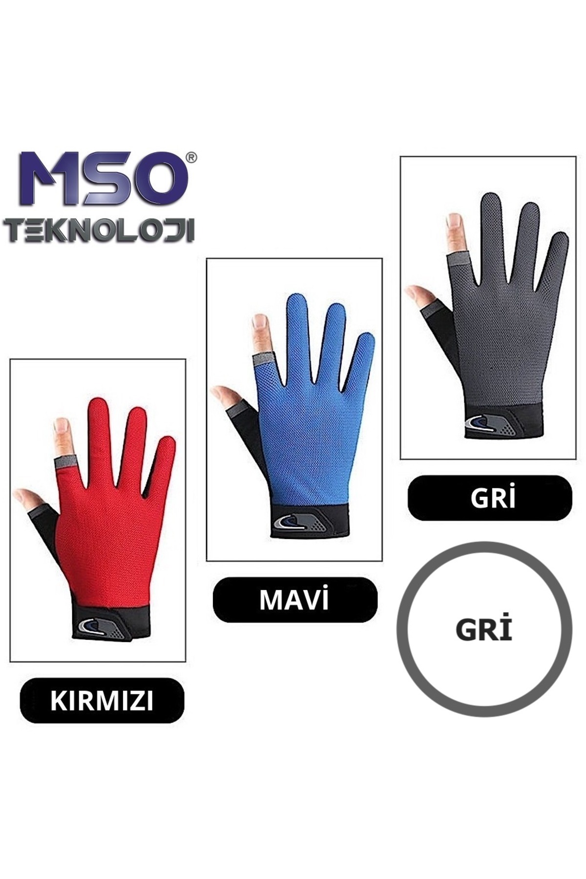 MSO TEKNOLOJİ VIP Kalite Silikonlu Kaymaz Olta Bisiklet Fitnes Sürücü Eldiven