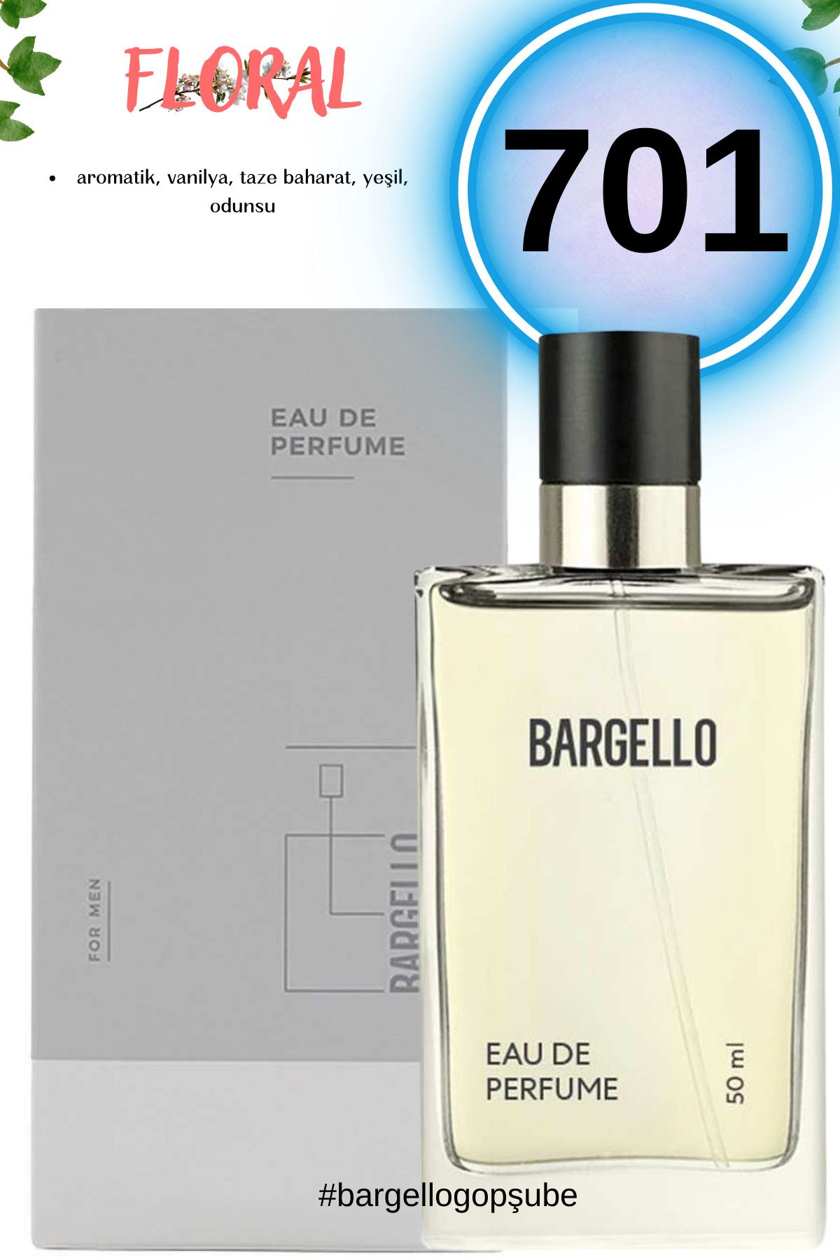 عطر مردانه گلدار 701 50ml Edp Bargello