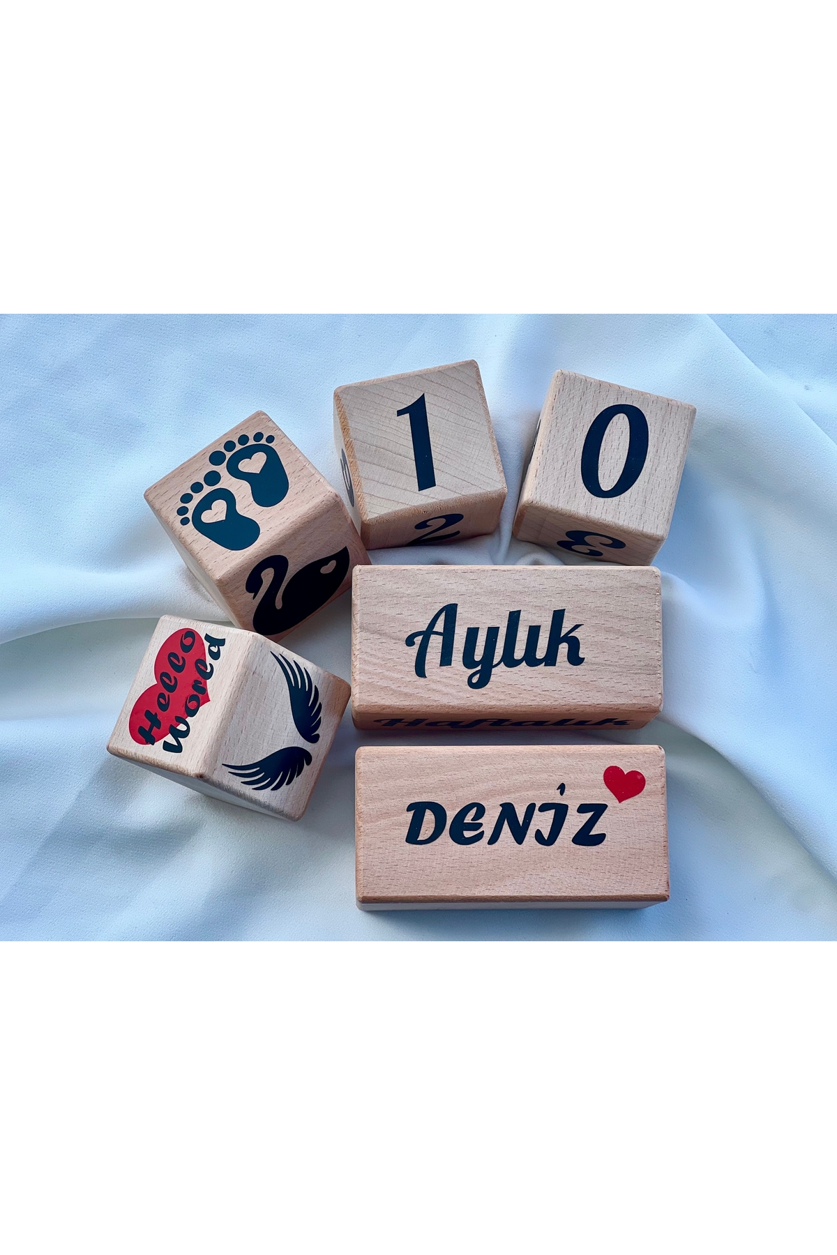İSİMLİ BEBEK ANI KÜPÜ İSİMLİ  KÜP 6 parca Kırmızı siyah