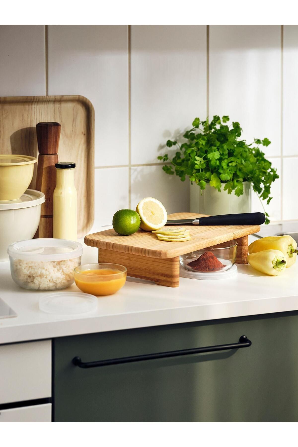 IKEA-مجموعة حاويات تخزين زجاجية مكونة من 3 قطع من حاويات تخزين مستديرة من Meridyendukkan مع غطاء 5