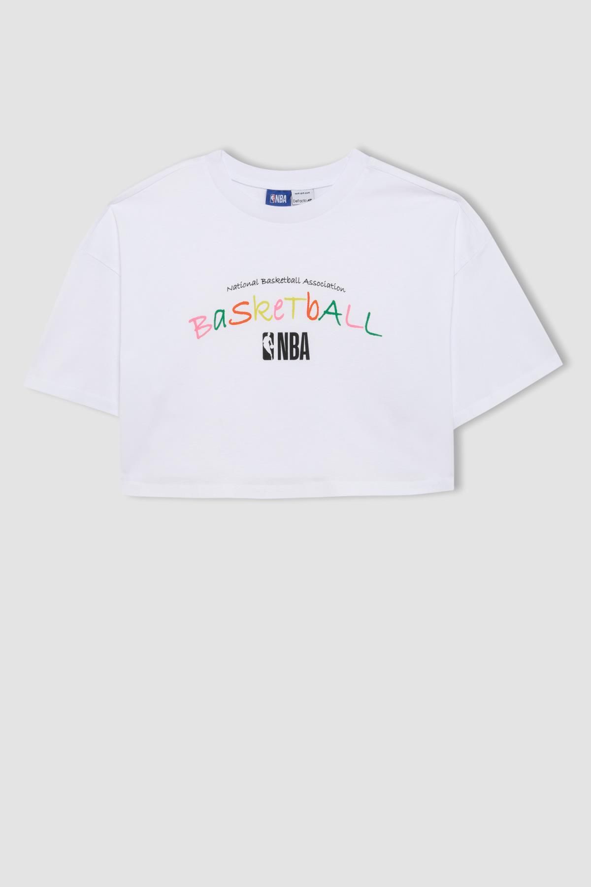 تیشرت یقه کوتاه DeFactoFit NBA Wordmark Oversize Fit Crew