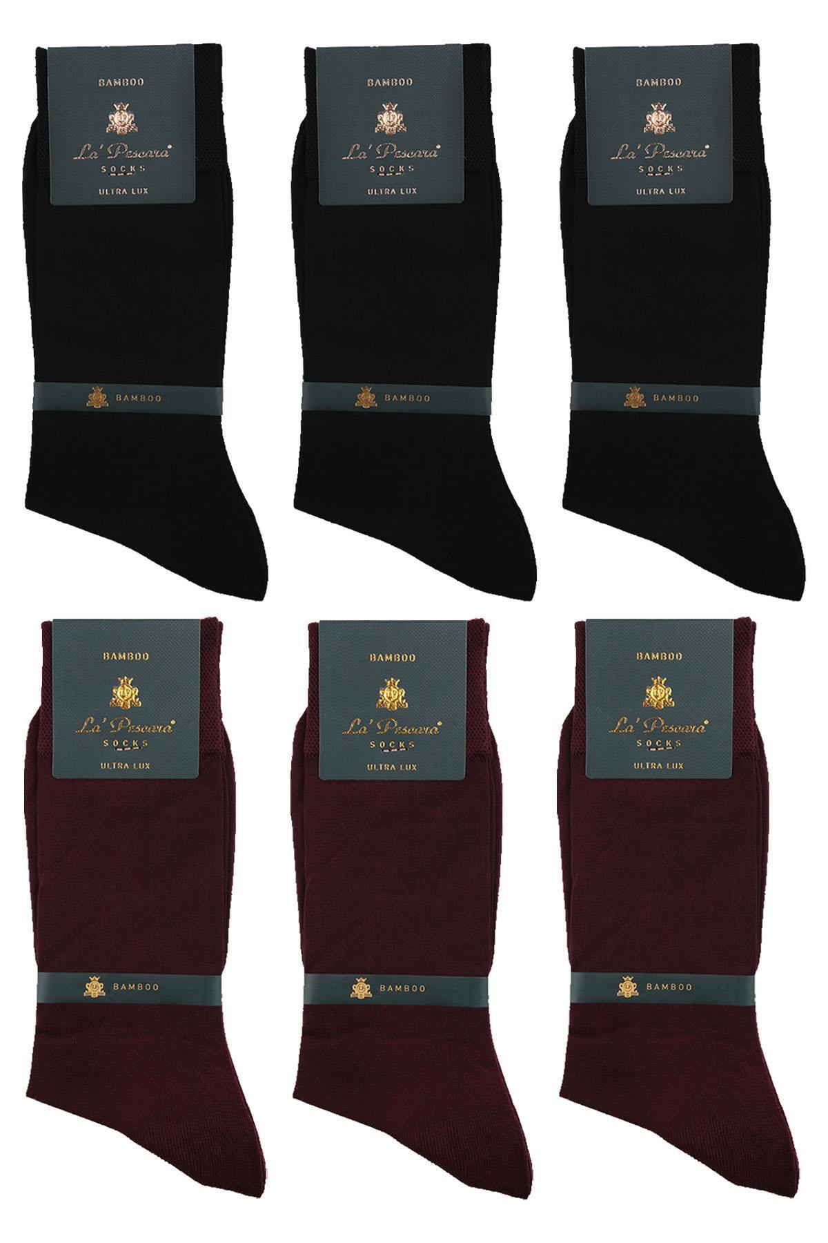  جوراب مردانه کلاسیک بامبو مشکی لاپسکارا مدل Ultra Luxury بسته 6 عددی CRP178