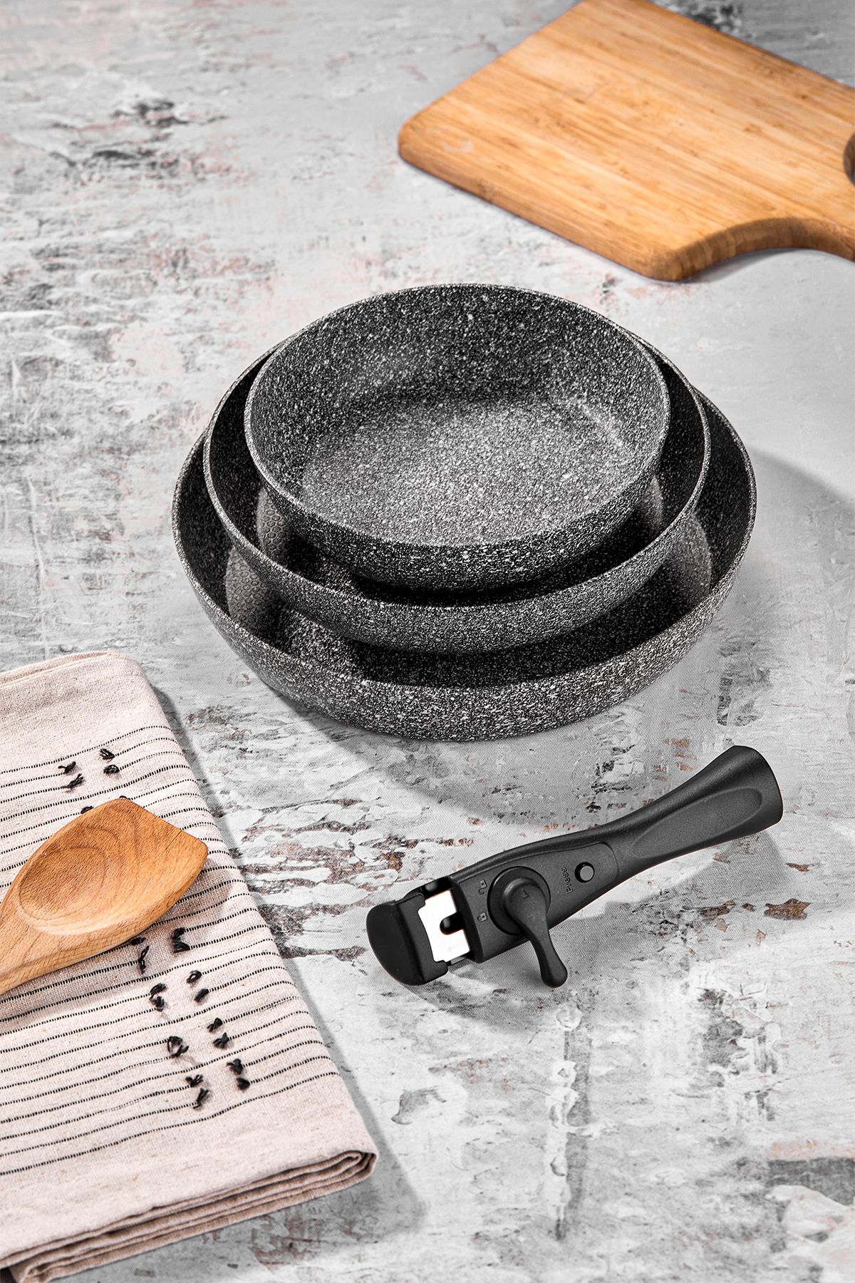 Taç-Easy Connect 3-Piece Plug-in Handle Pan Set / Ergonomic Plug-in Handle 4