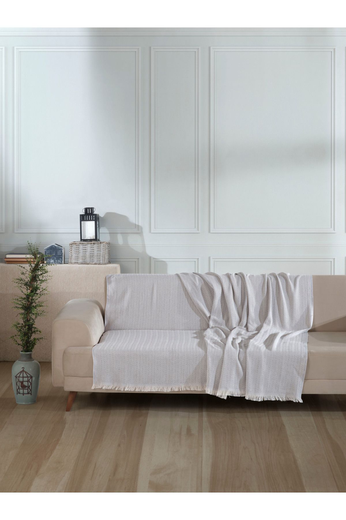 Lux Touch Husa De Canapea Din Bumbac Gri Vera - 200x220cm Canapea Canapea Pat Divan Fotoliu - One Size