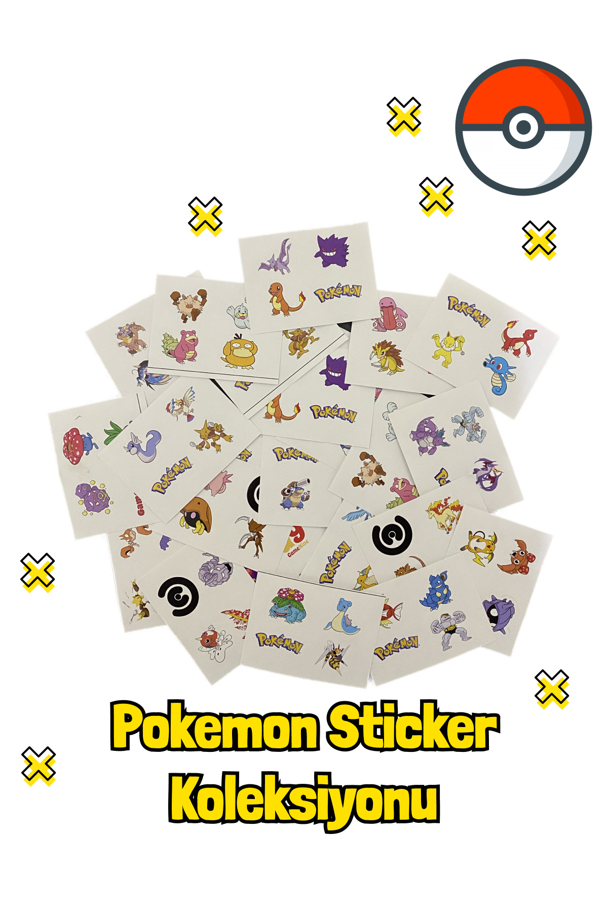 littlemonky Pokemon Sticker Seti 40 Adet, Anime Sticker, Laptop Sticker, Suluk Sticker, Defter Sticker