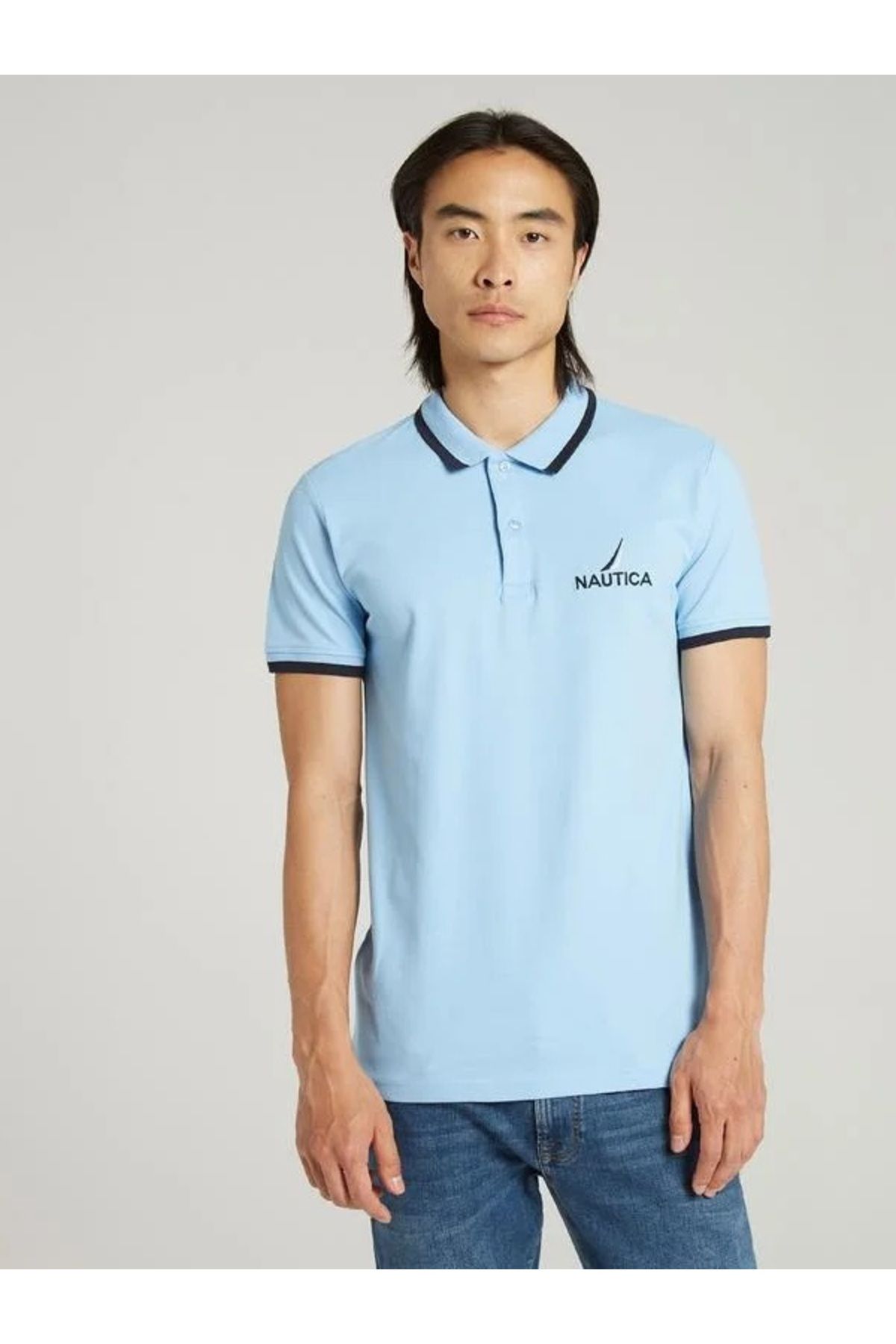 Nautica-MEN'S BLUE SLIM FIT SHORT SLEEVE POLO 1