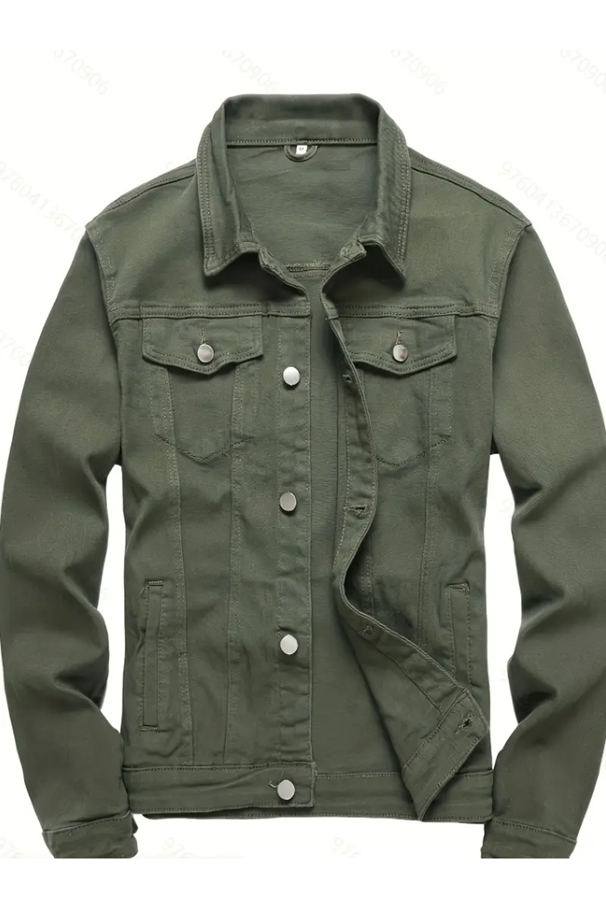 Erkek Yeşil Slim Fit Kot Ceket