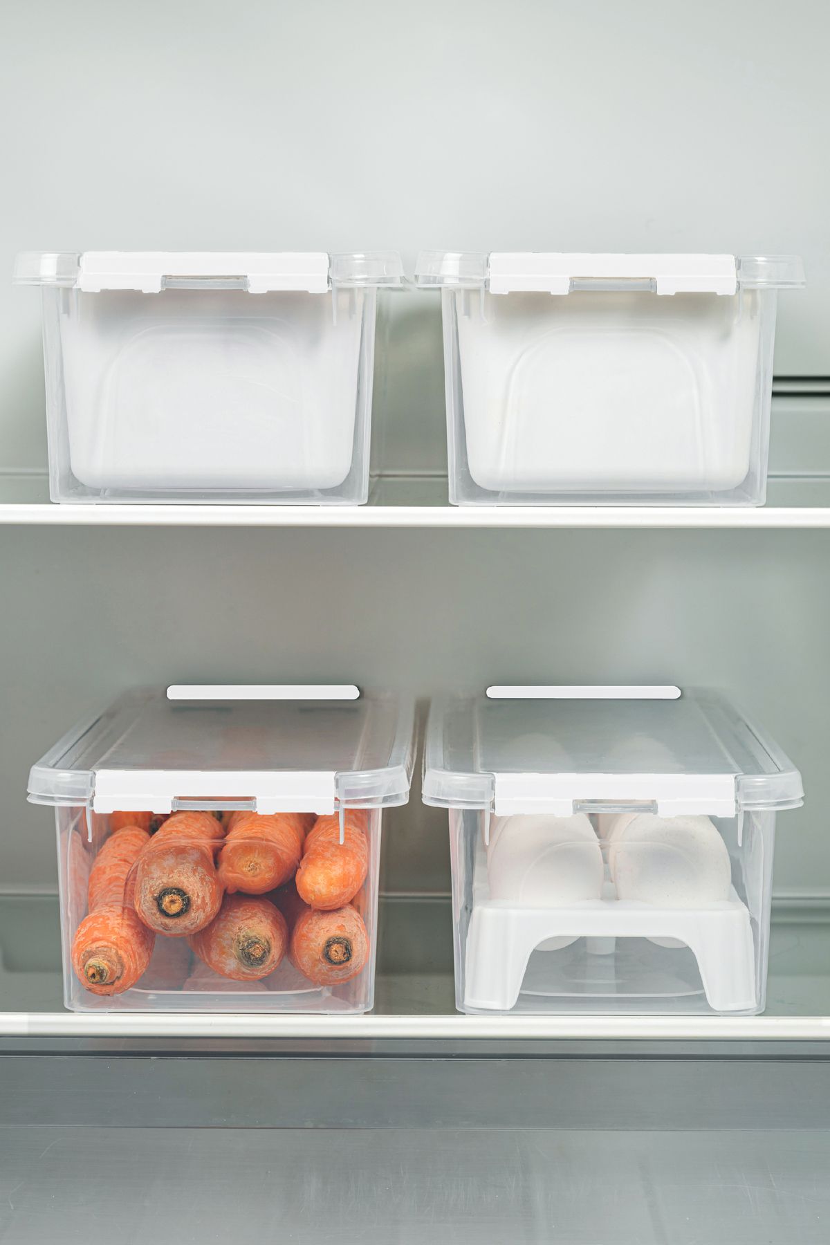 Vienev-Set of 4 Long Storage Containers with Locked Lids 4X (3.5 Liter 2 Boxs, 1 Egg Bag, 1 Empty) 4