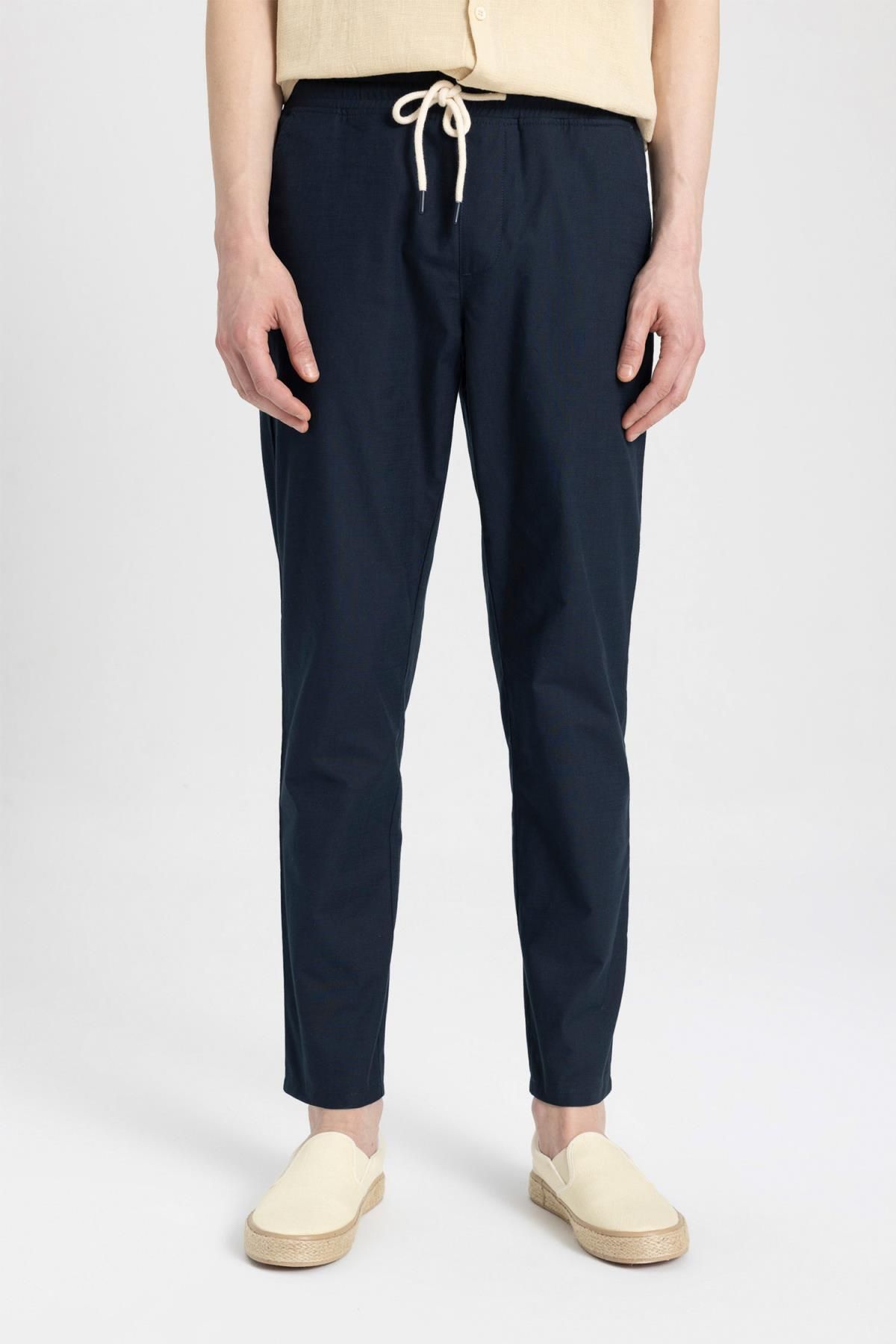 DeFacto-Cotton Tight Leg Jogger Pants - Lace-Up Waist and Elastic Pocket Z6475Az24Sp 3