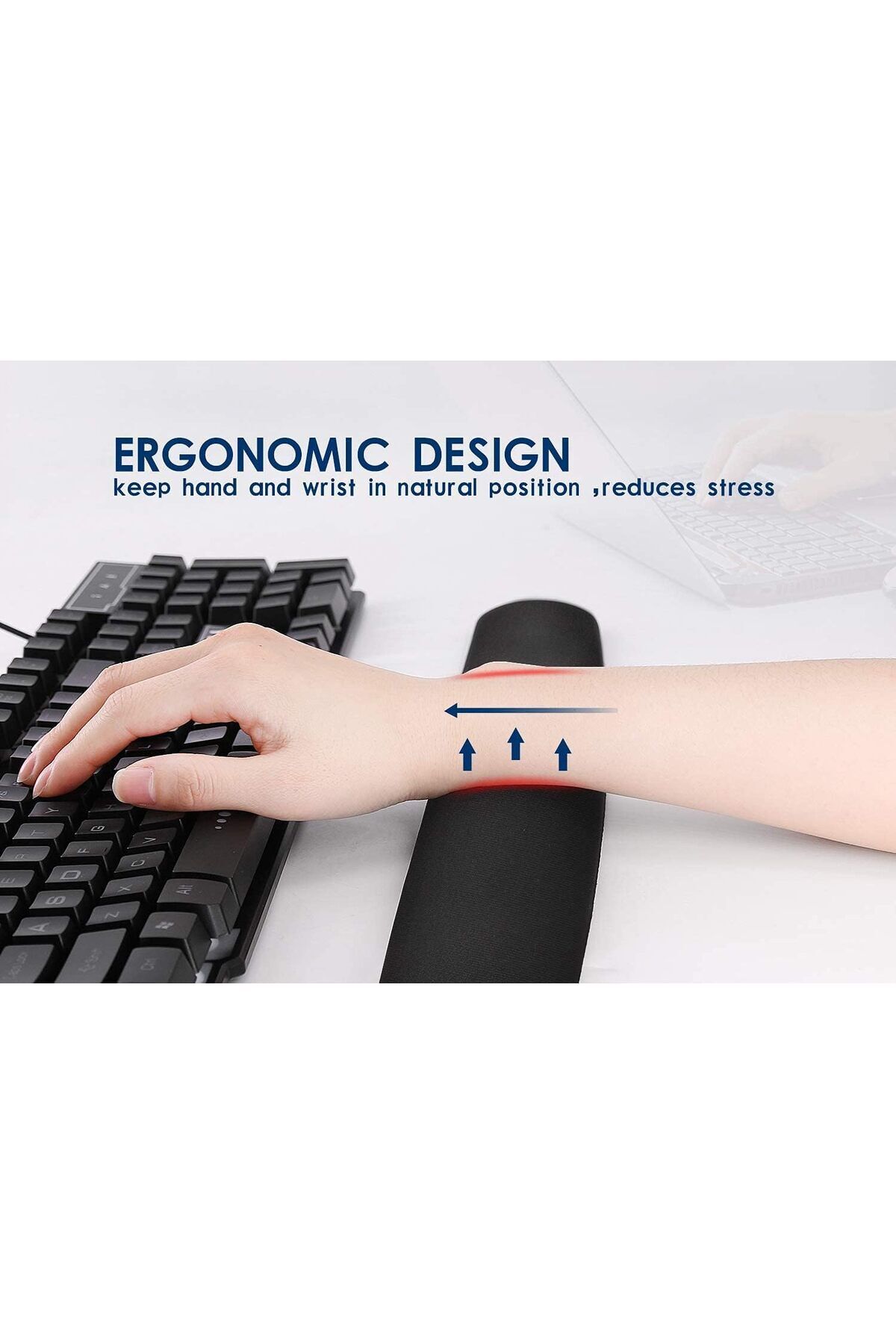 Boldy-Keyboard Pad with Wrist Rest Non-Slip Keyboard Pad Keyboard Pad White Keyboard Pad Keyboard Support (1 Pc) 3