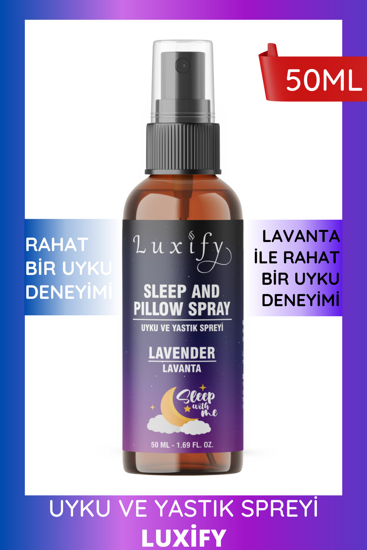 Luxify Lavanta Uyku ve Yastık Spreyi Rahatlatıcı Uyku ve Dinlenme Spreyi Sleep And Pıllow Spray 50ml