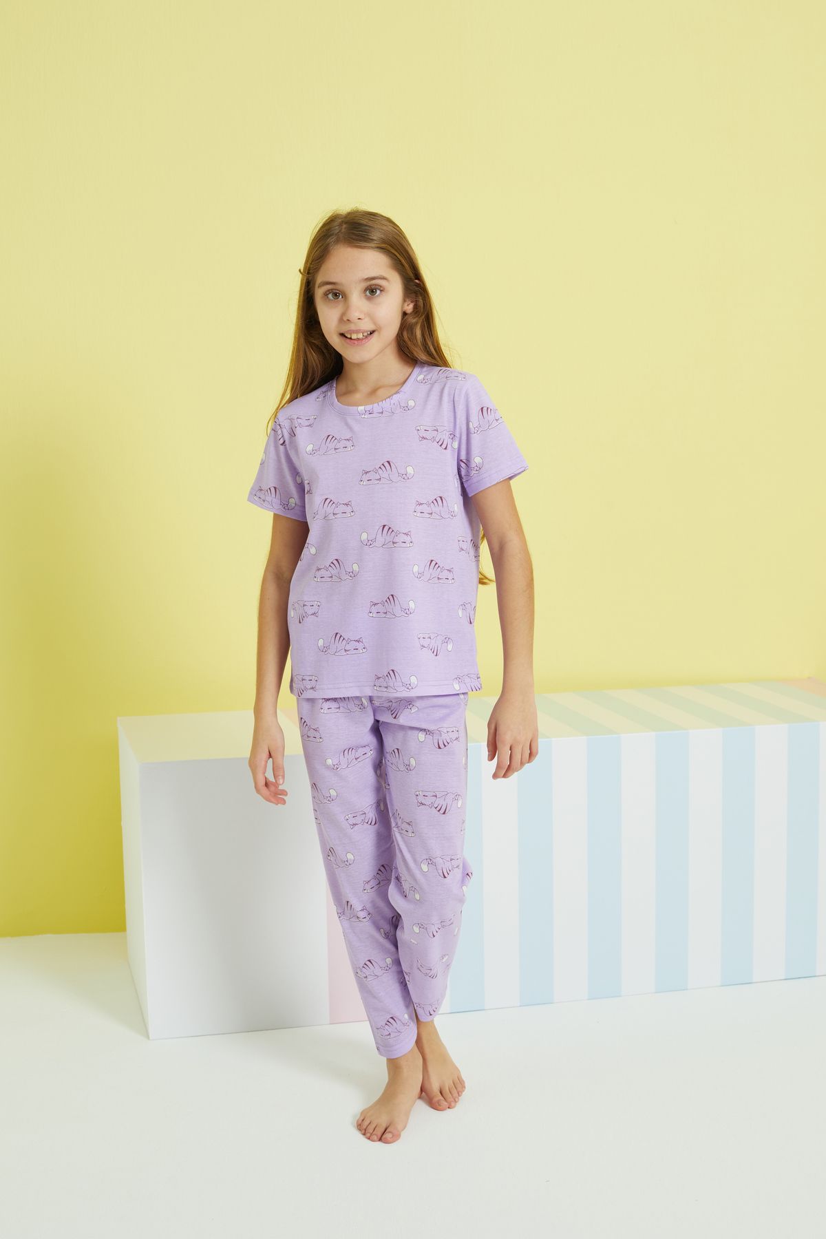 Siyah İnci-multicolored Knitted Pajama Set 4