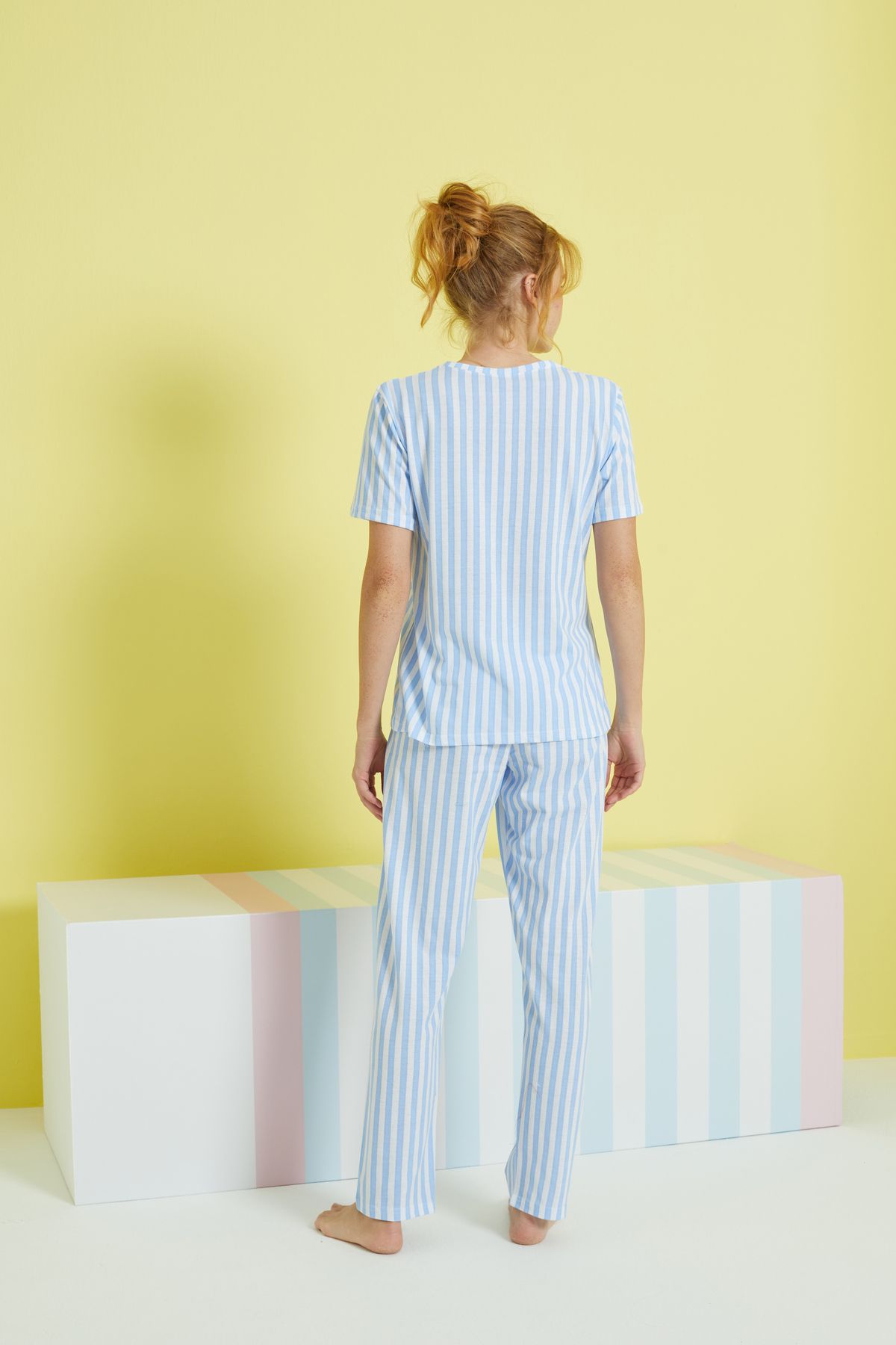 Siyah İnci-multicolored Knitted Pajama Set 3