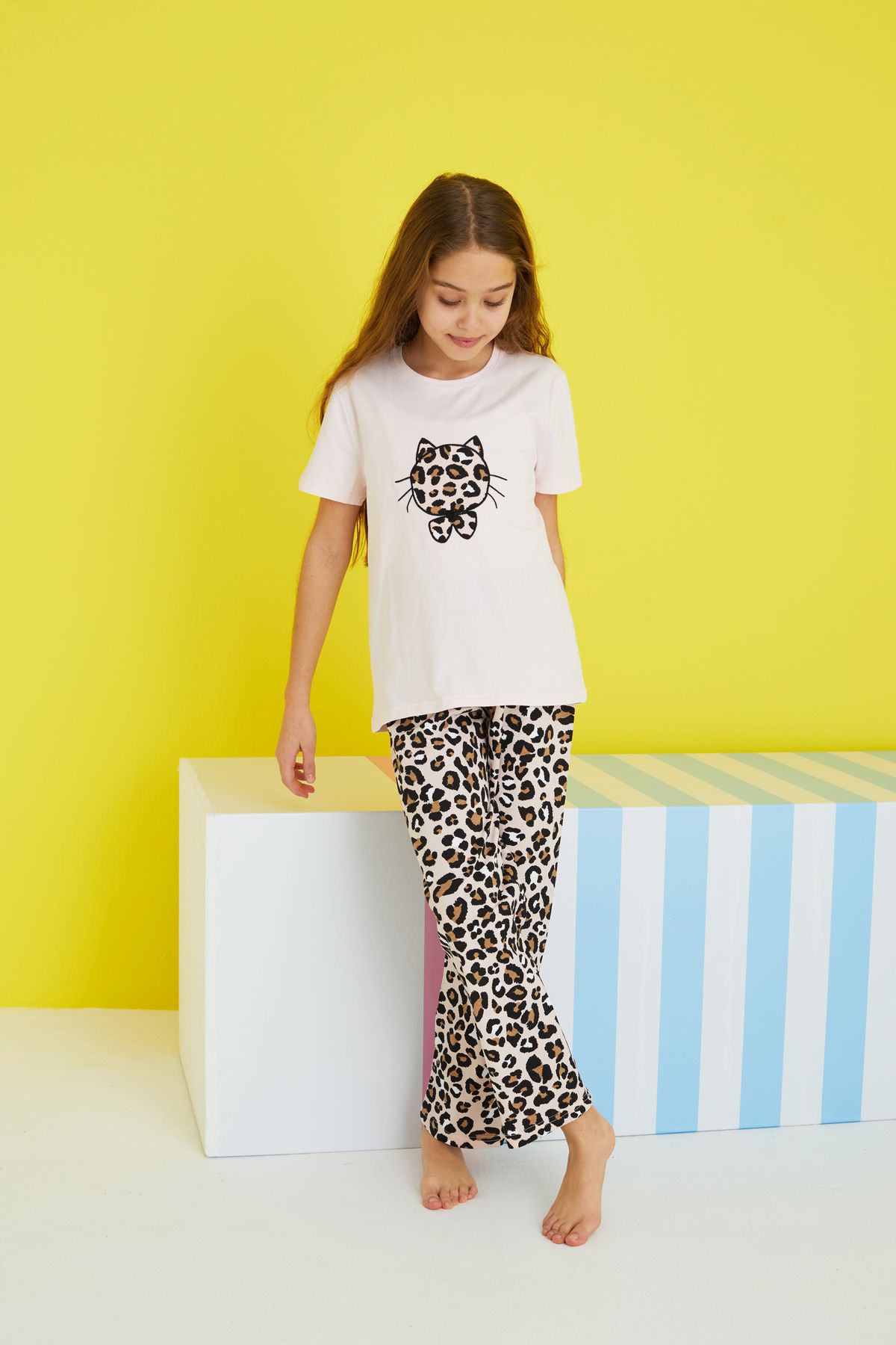 Siyah İnci-multicolored Knitted Pajama Set 4