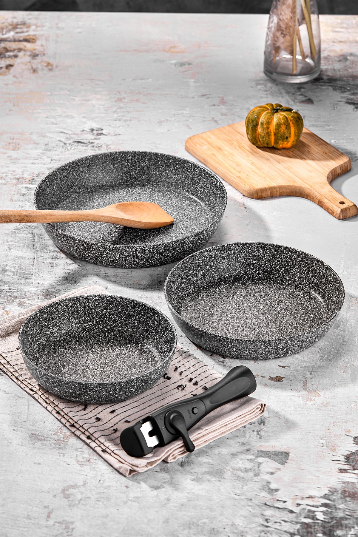 Taç-Easy Connect 3-Piece Plug-in Handle Pan Set / Ergonomic Plug-in Handle 3