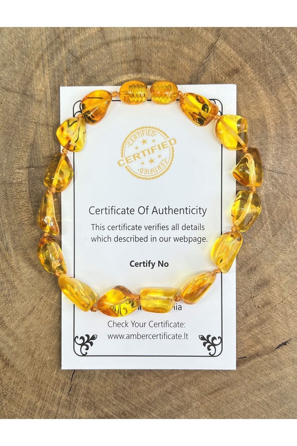 Kotryna Damla Kehribar Büyük Taşlı Bal Rengi Yetişkin Bileklik