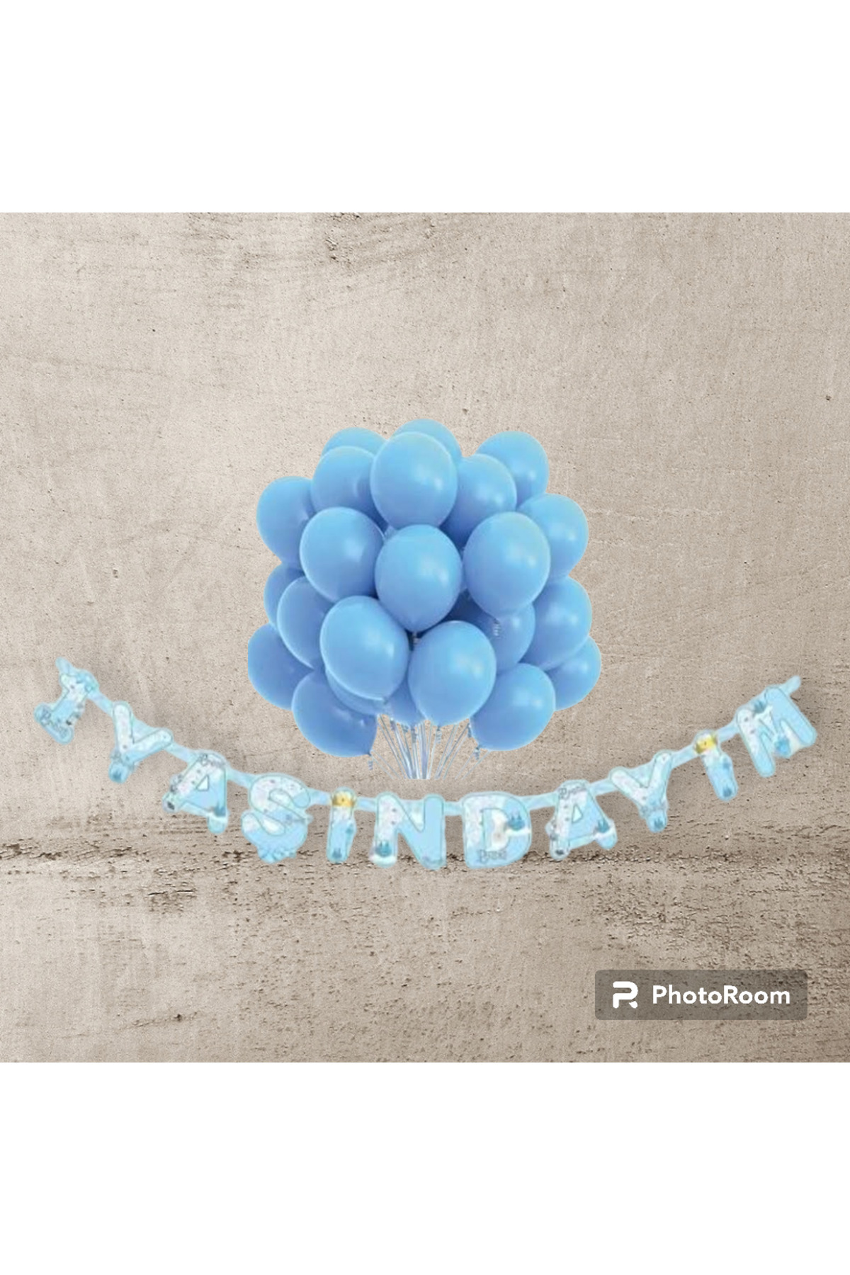 Deniz Party Store Mavi 1 Yaşındayım  Yazı 10 Adet Pastel Mavi  Balon Set