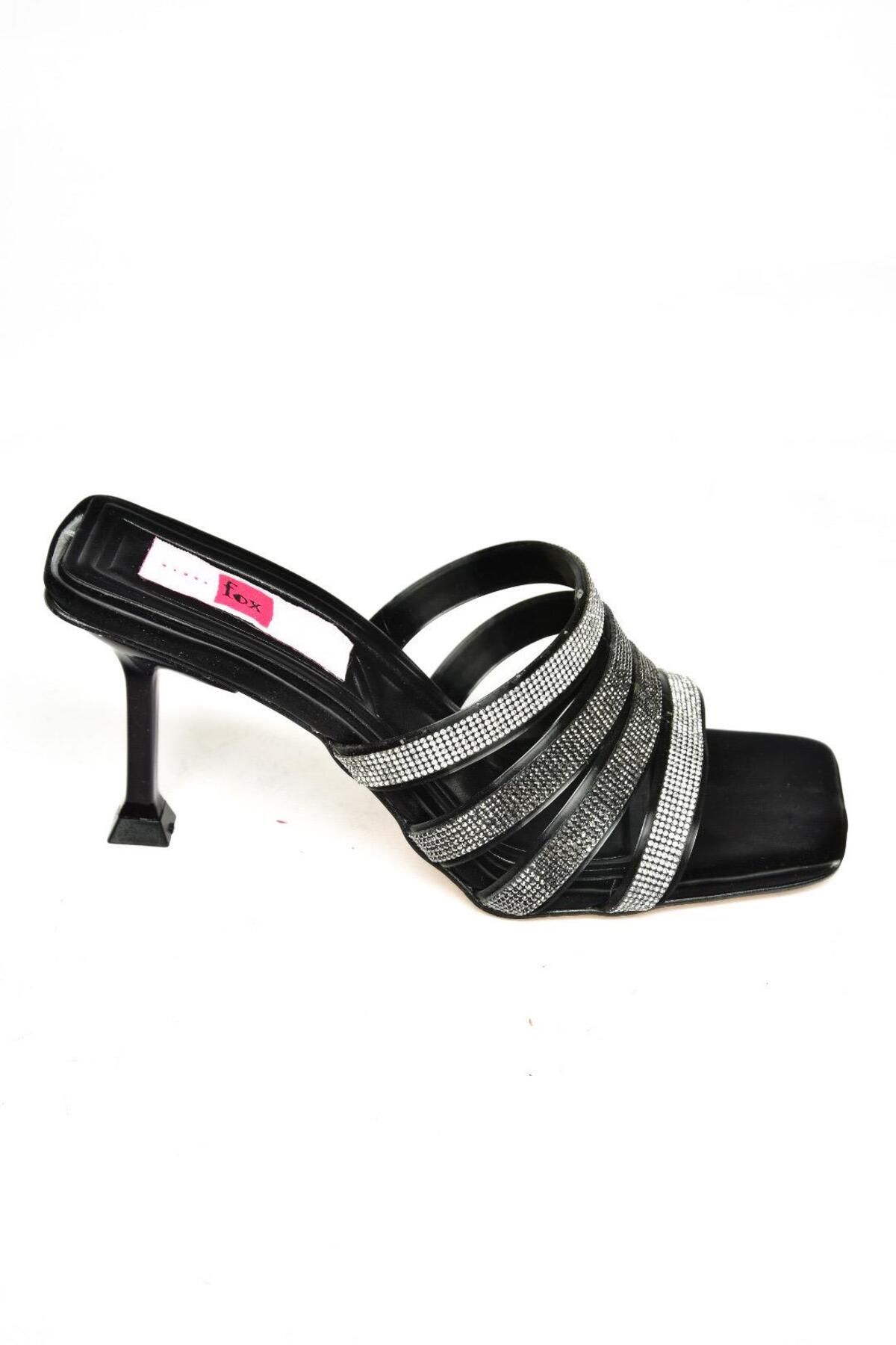 Fox Shoes-S820130009 Black Thin Heeled Women's Slippers 5