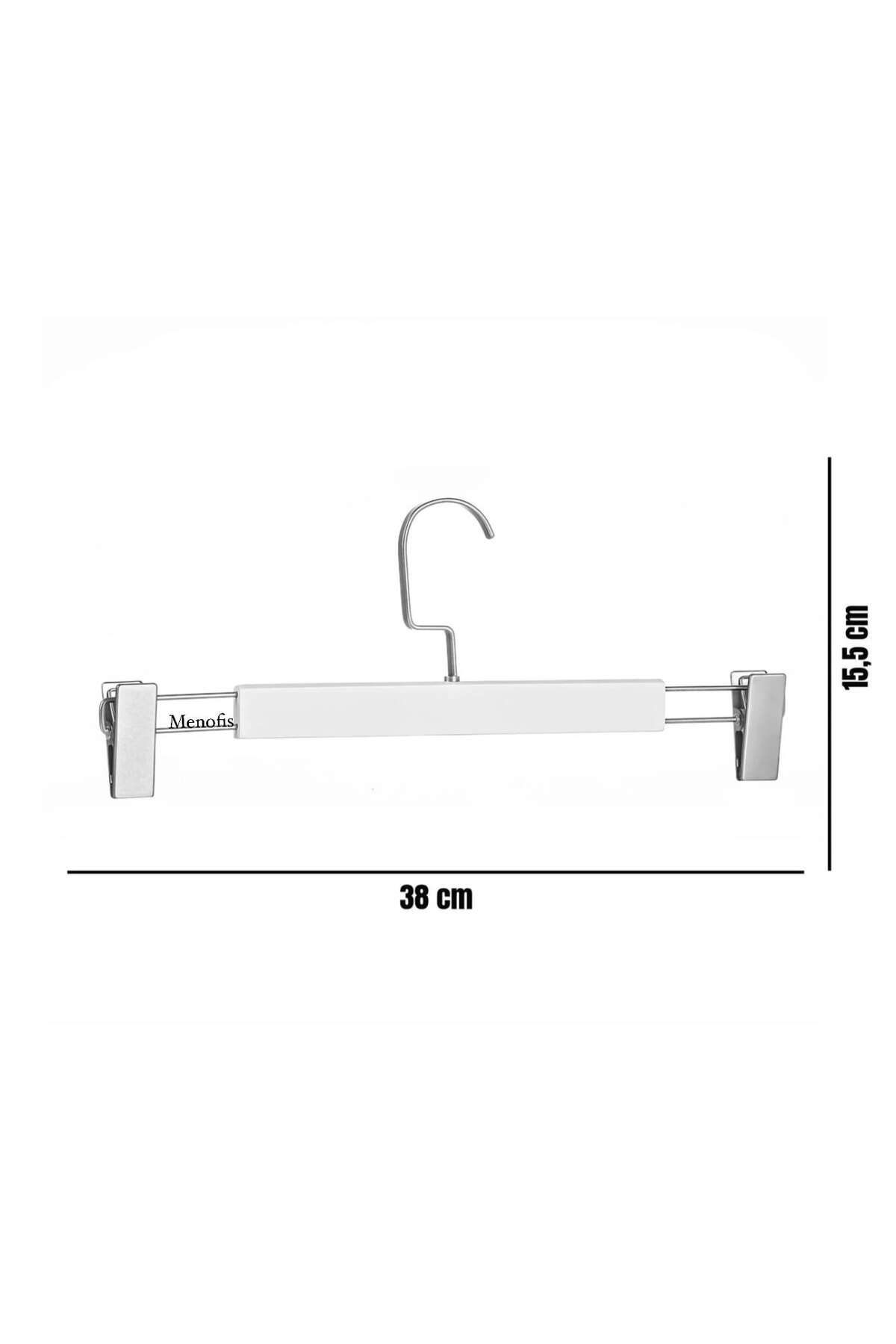 askı sarayı-36 Pieces White Wooden Look Trouser and Skirt HanGers - Special American Hook 2